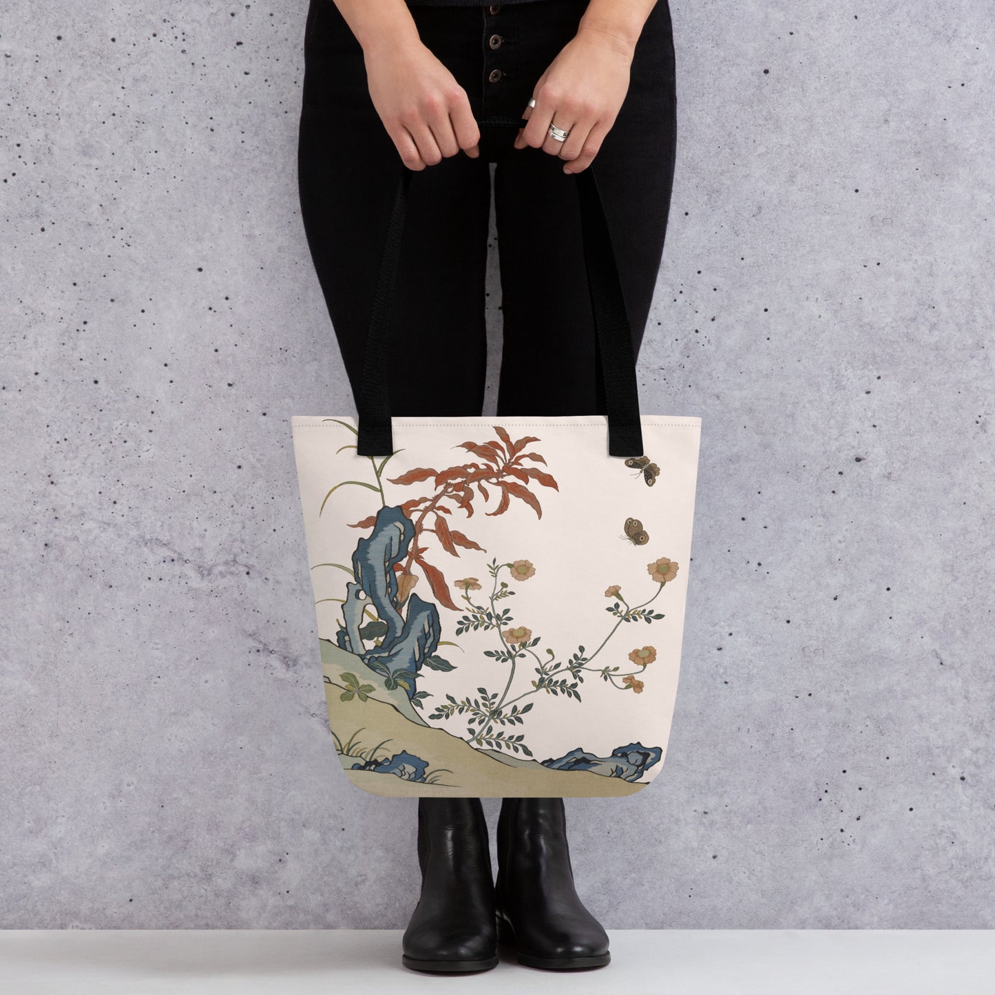 Kesi Flower Album｜Butterflies and Flowers｜Tote bag｜Fish belly white