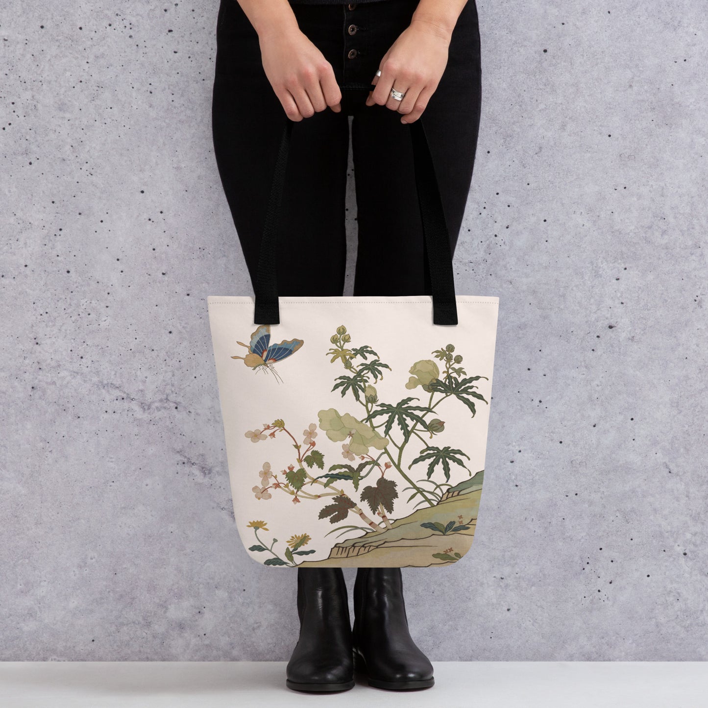 Kesi Flower Album｜Hibiscus and Begonia Blossoms｜Tote bag｜Fish belly white