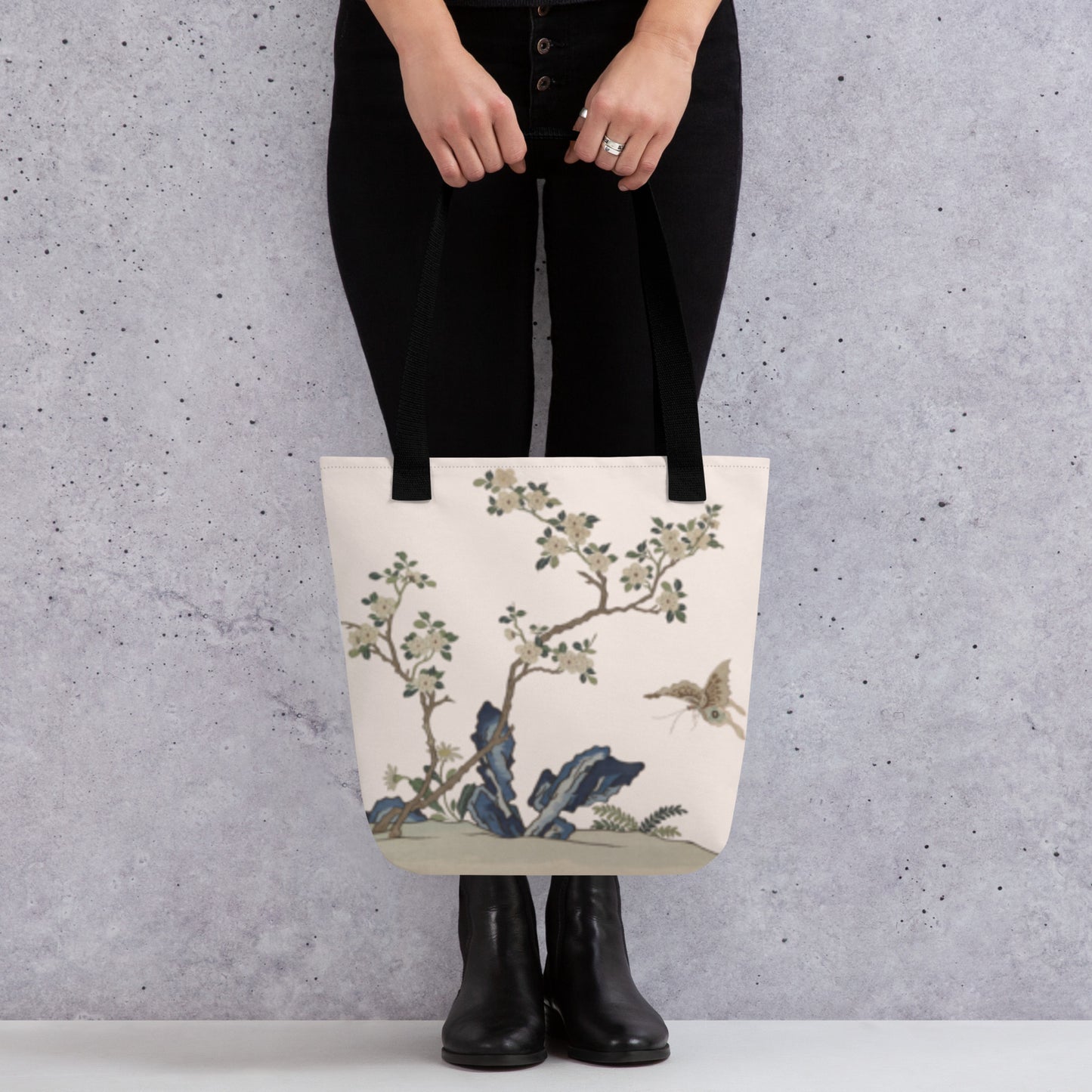 Kesi Flower Album｜Narcissus and Peaches｜Tote bag｜Fish belly white