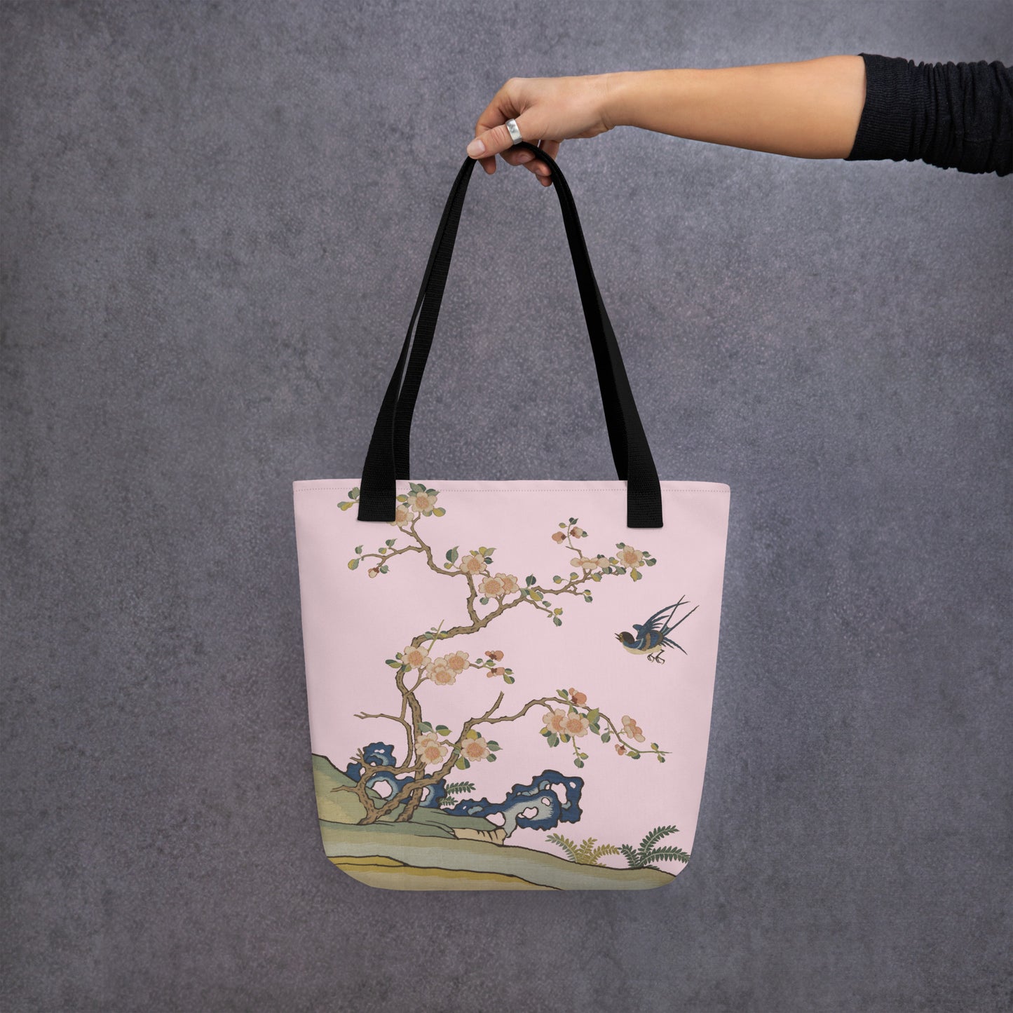 Kesi Flower Album｜Swallow in Flight, Harbinger of Spring｜Tote bag｜Pale pinkish gray