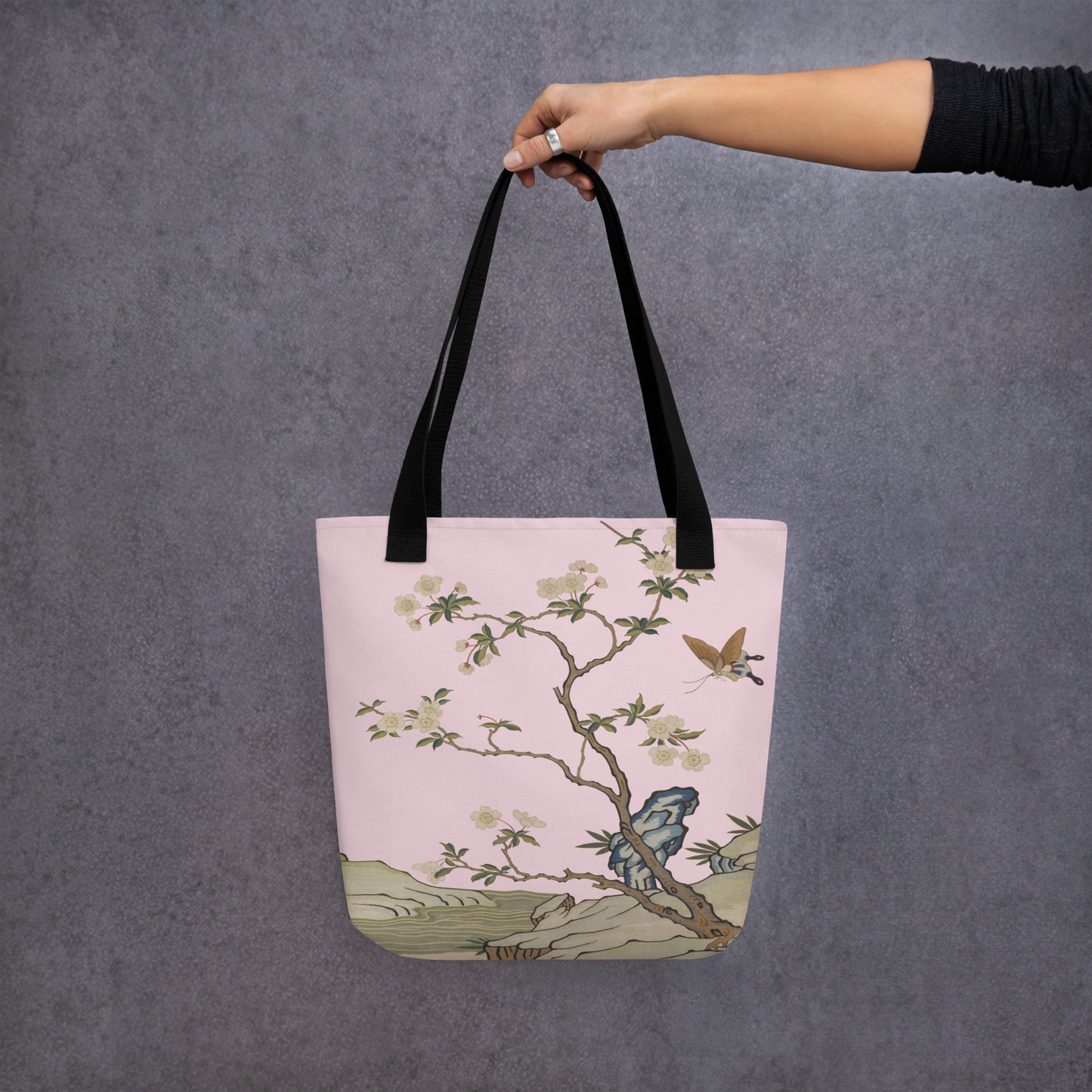 Kesi Flower Album｜Plum Blossoms and Butterfly｜Tote bag｜Pale pinkish gray