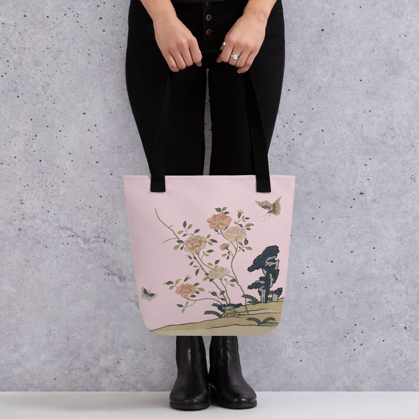 Kesi Flower Album｜Red Roses｜Tote bag｜Pale pinkish gray