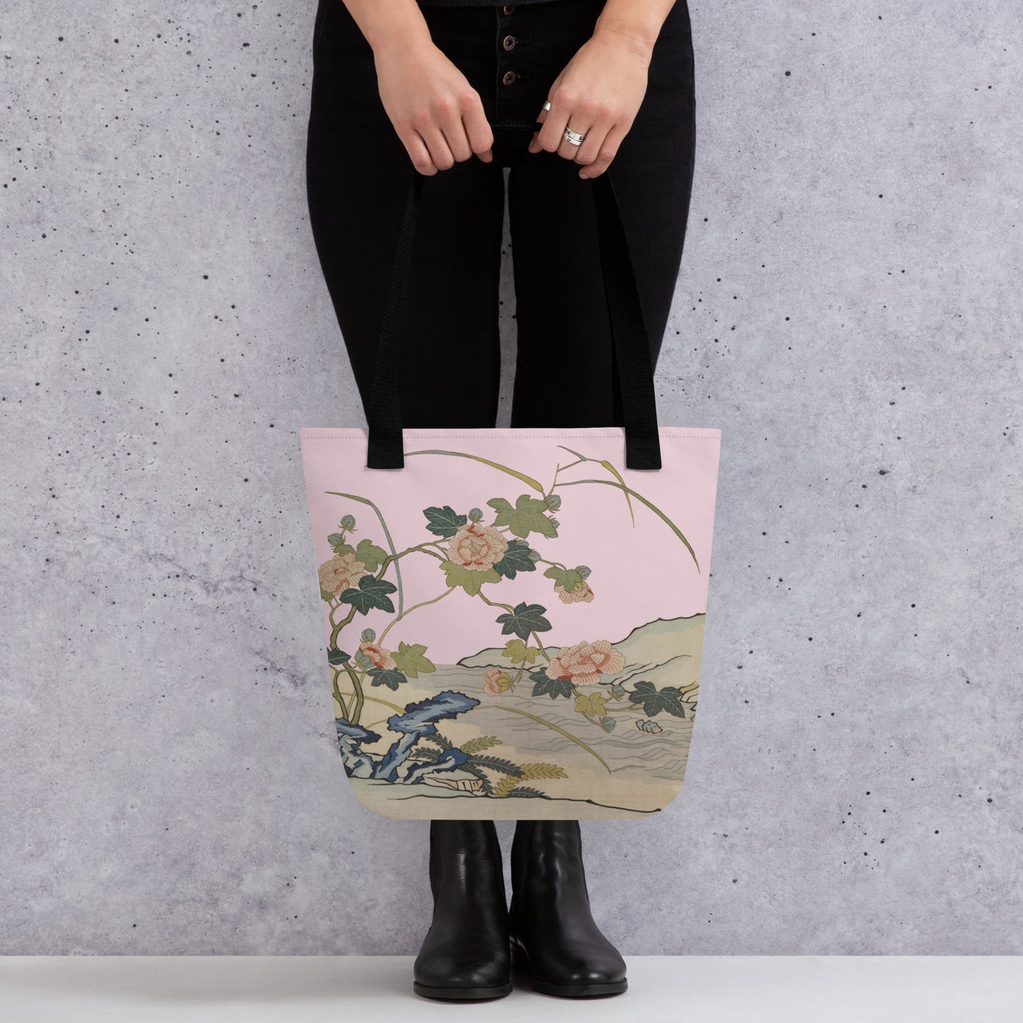 Kesi Flower Album｜Hibiscus by the Water｜Tote bag｜Pale pinkish gray