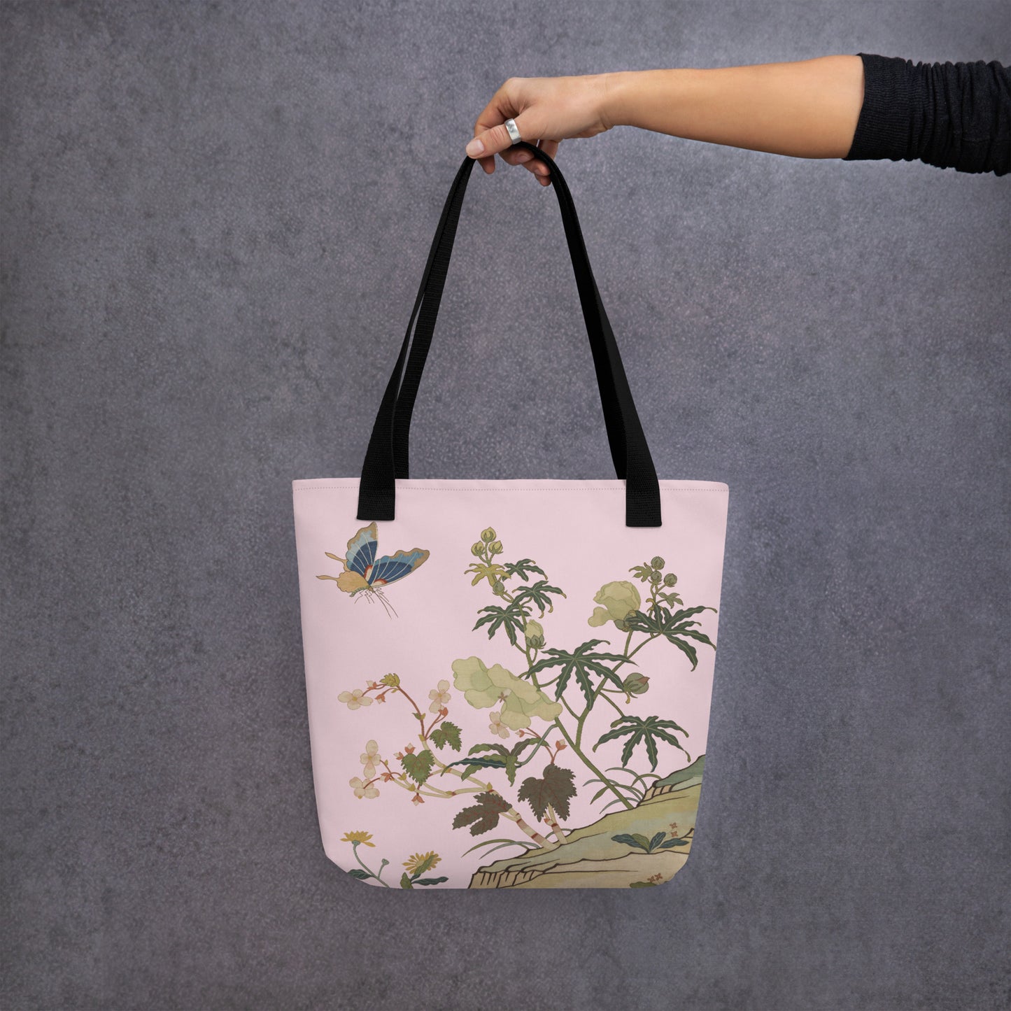 Kesi Flower Album｜Hibiscus and Begonia Blossoms｜Tote bag｜Pale pinkish gray