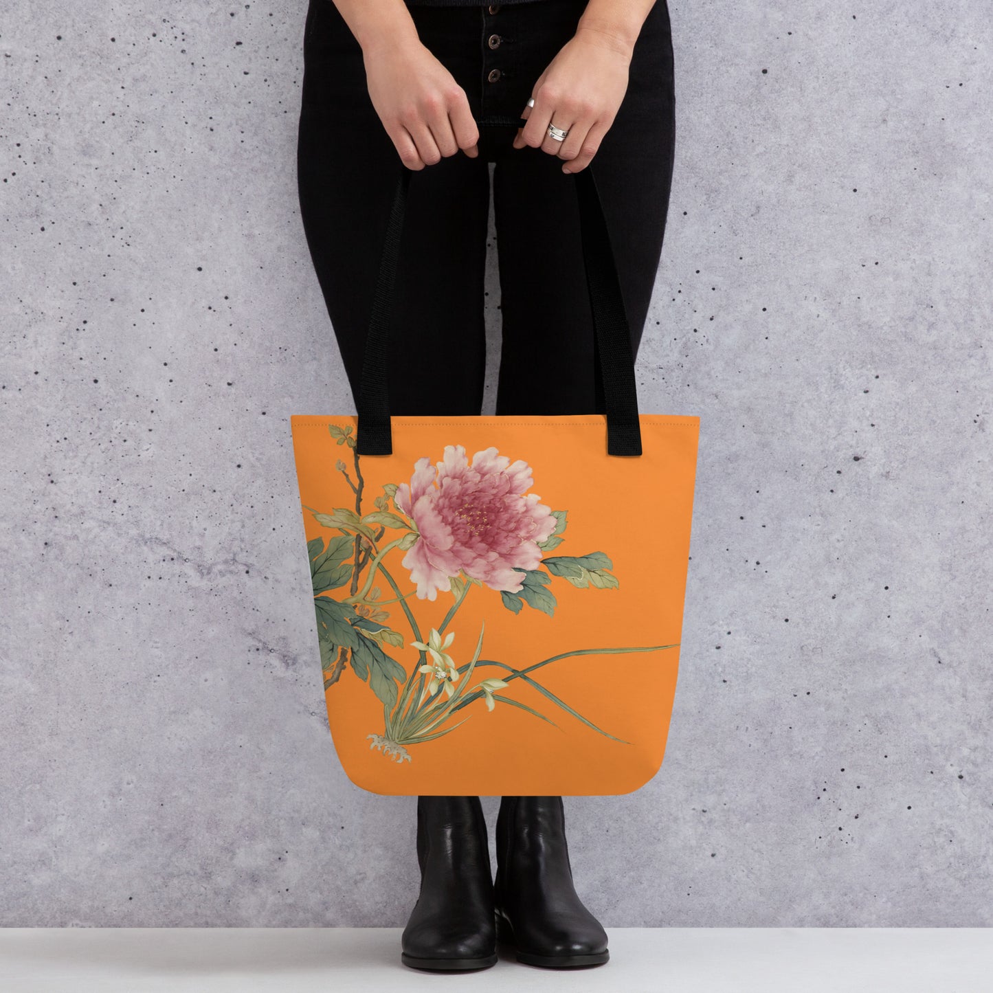 The Spirit of Flowers in Twelve Months｜Orchid and Tree Peony in Bloom｜Tote bag｜Orange