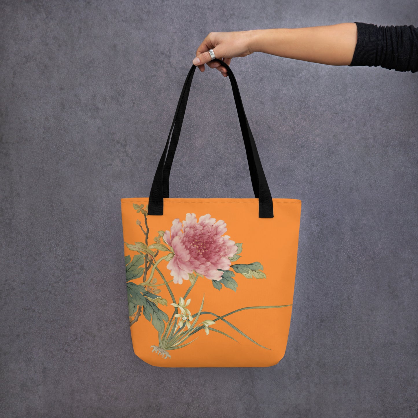 The Spirit of Flowers in Twelve Months｜Orchid and Tree Peony in Bloom｜Tote bag｜Orange