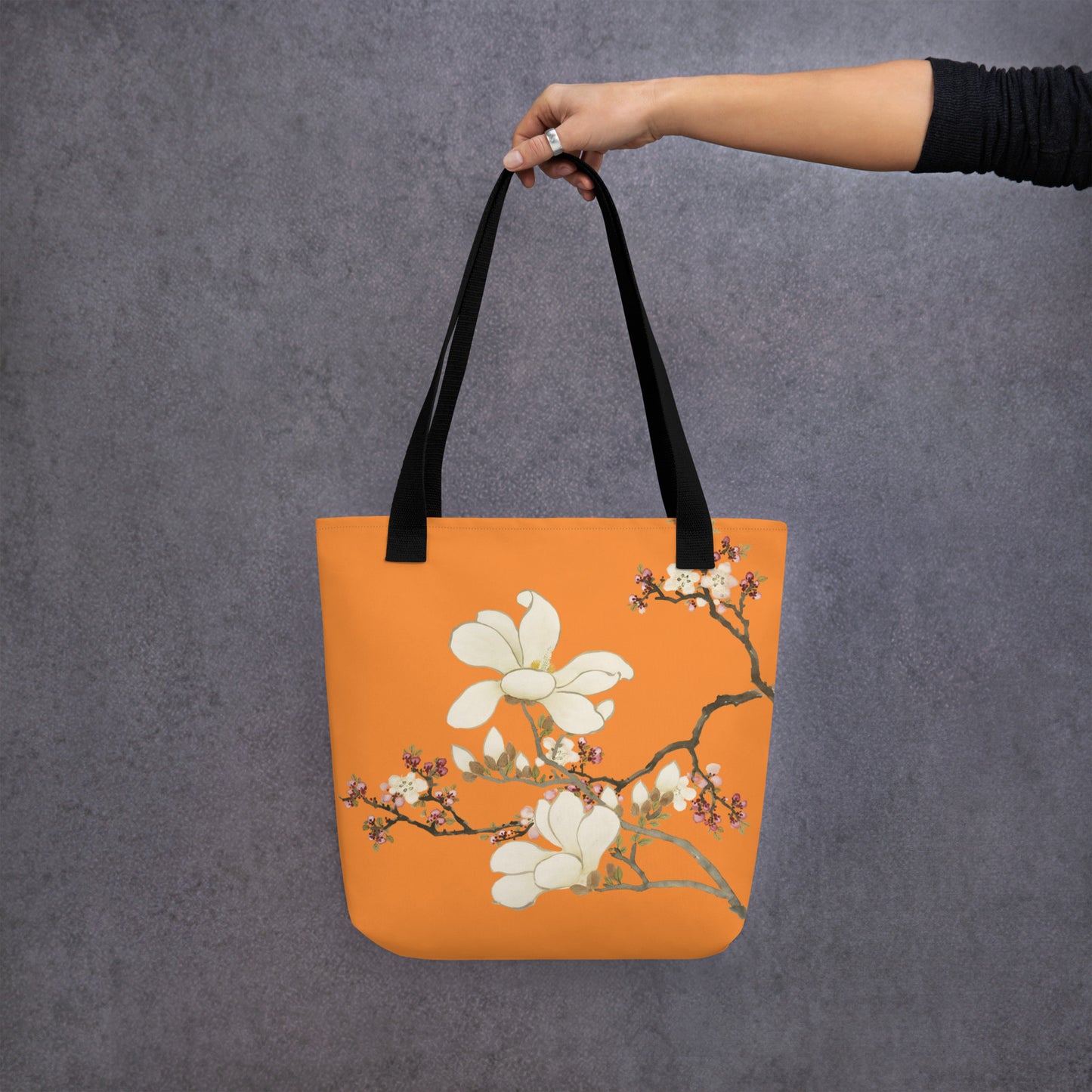 The Spirit of Flowers in Twelve Months｜Apricot and Lily Magnolia in Blossom｜Tote bag｜Orange