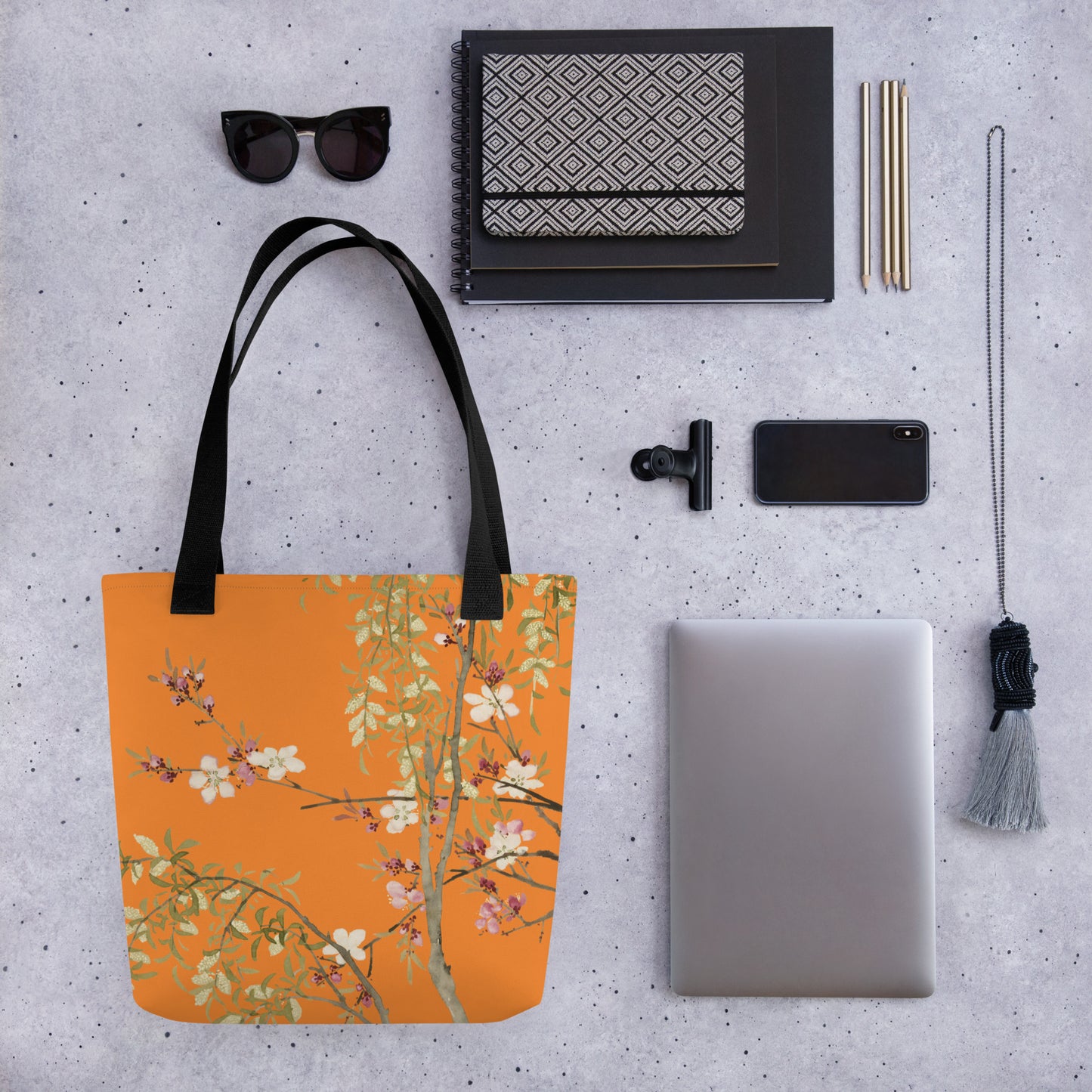 The Spirit of Flowers in Twelve Months｜Willow and Peach Blossom｜Tote bag｜Orange