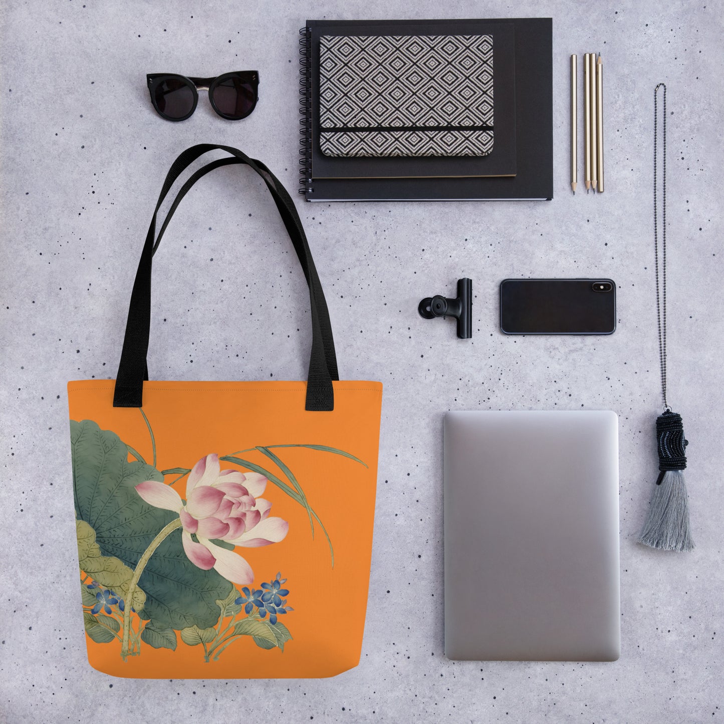 The Spirit of Flowers in Twelve Months｜Lotus in Bloom｜Tote bag｜Orange