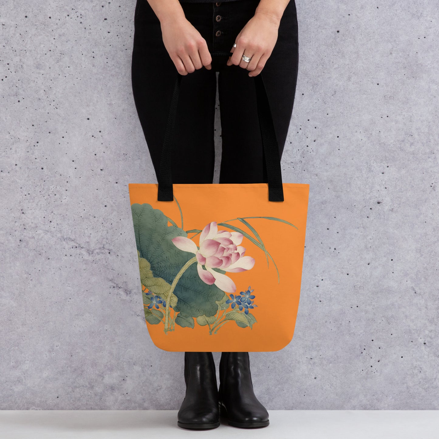 The Spirit of Flowers in Twelve Months｜Lotus in Bloom｜Tote bag｜Orange