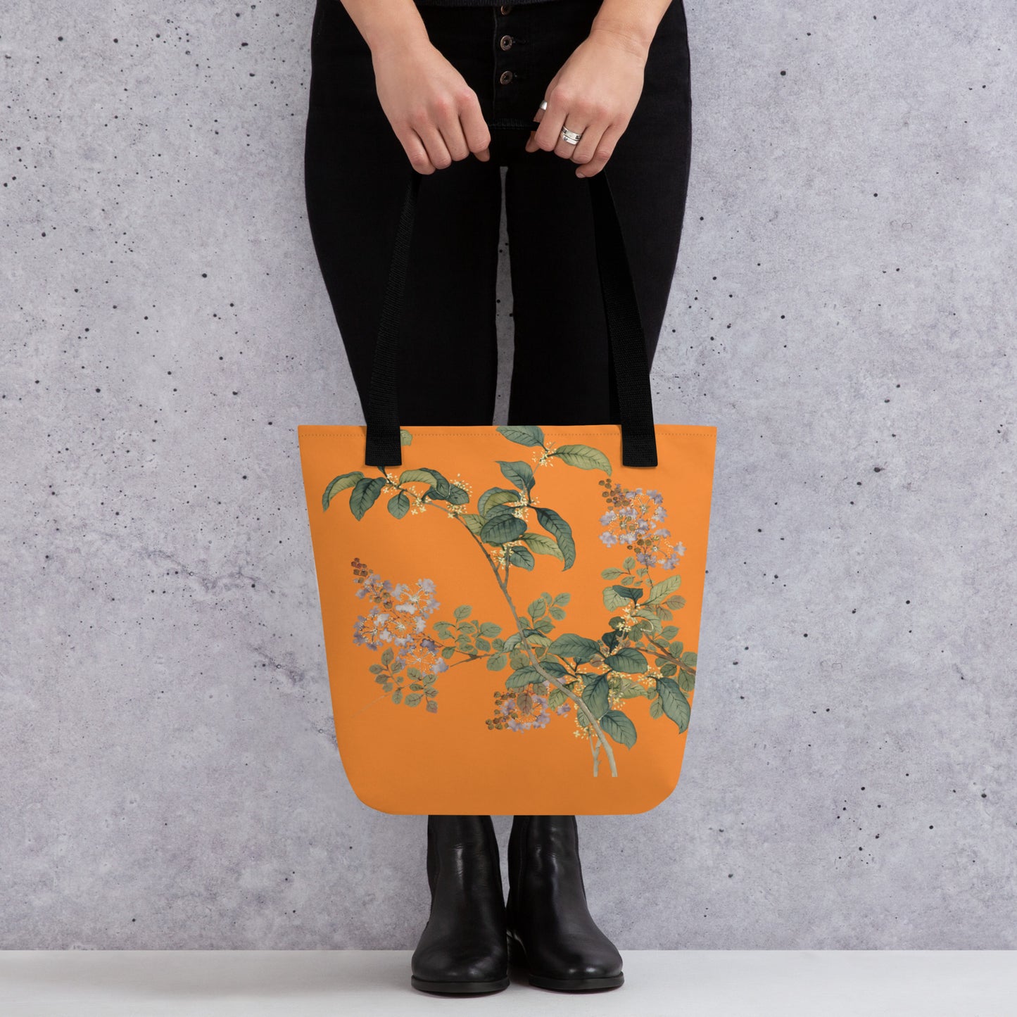 The Spirit of Flowers in Twelve Months｜Osmanthus and Crape Myrtle in Bloom｜Tote bag｜Orange