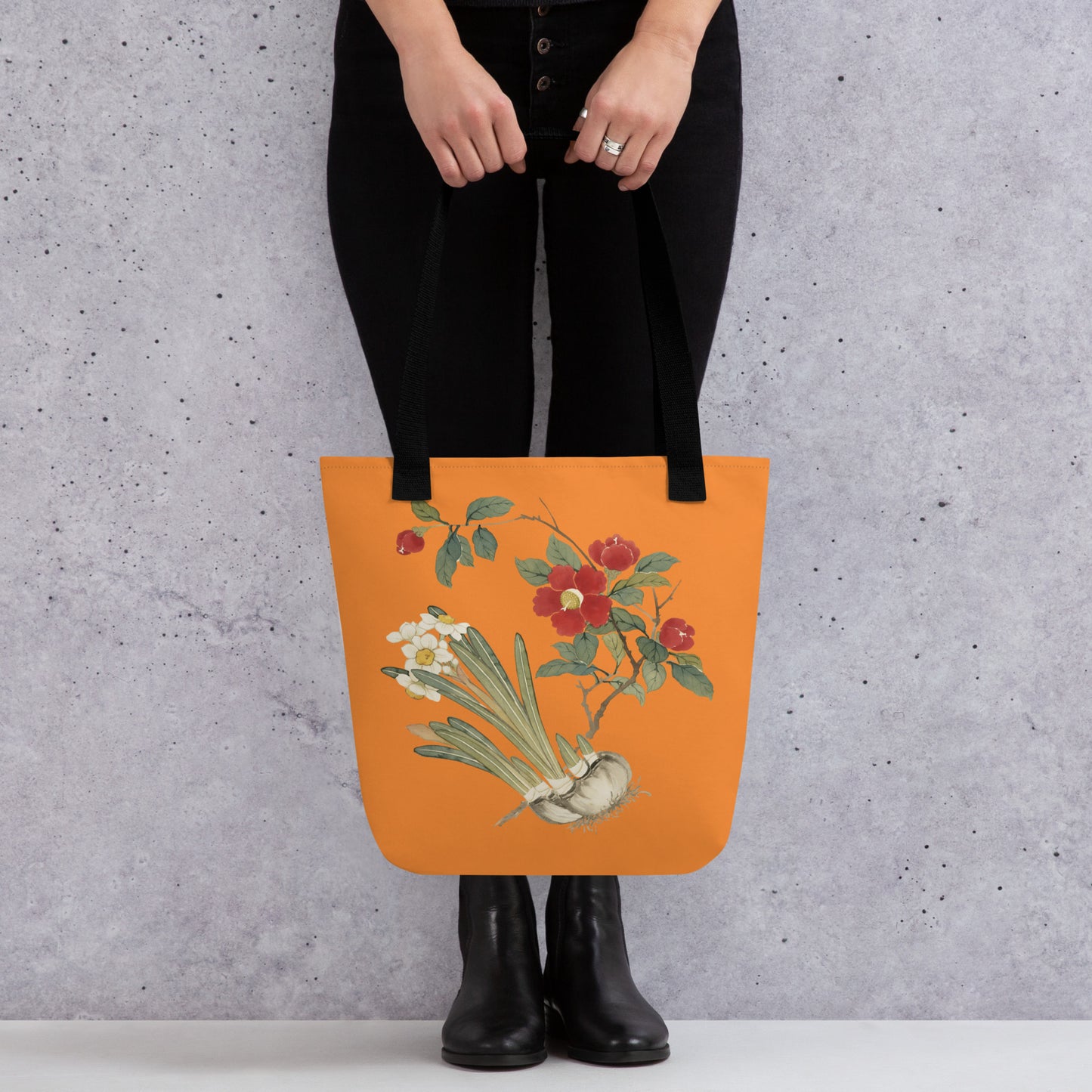 The Spirit of Flowers in Twelve Months｜Narcissus and Camelia in Bloom｜Tote bag｜Orange