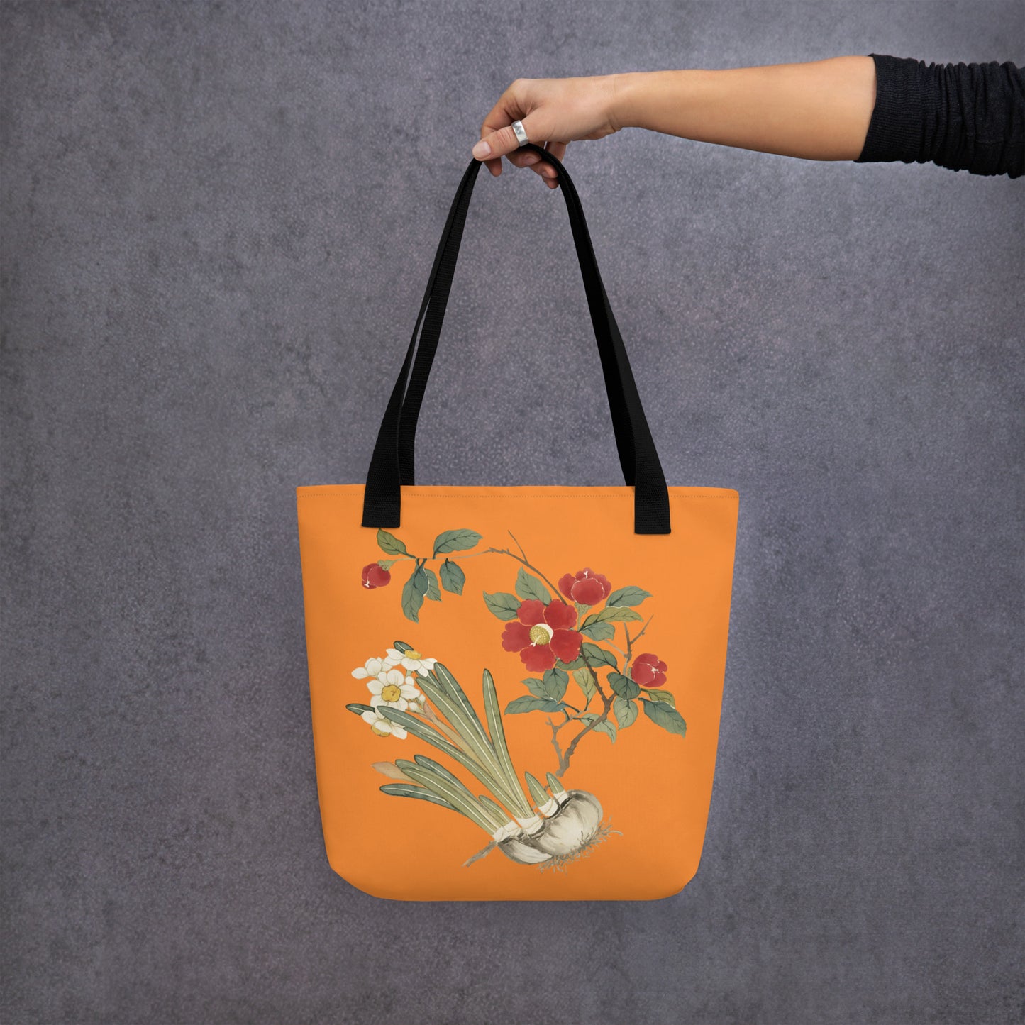 The Spirit of Flowers in Twelve Months｜Narcissus and Camelia in Bloom｜Tote bag｜Orange