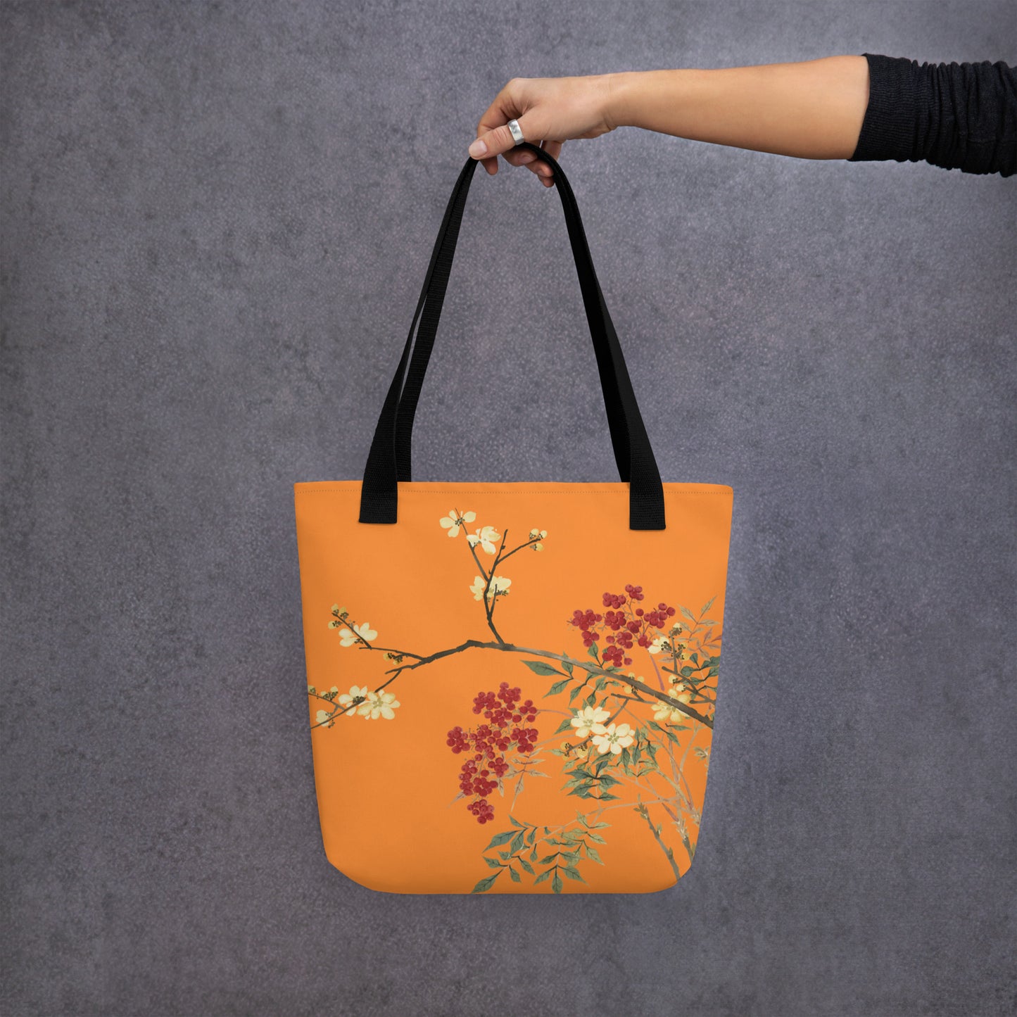 The Spirit of Flowers in Twelve Months｜Blooming Wintersweet and Heavenly Bamboo｜Tote bag｜Orange