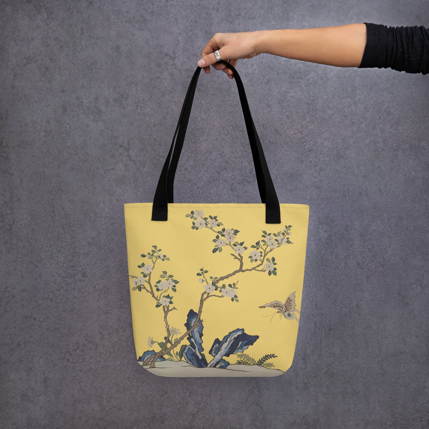 Kesi Flower Album｜White Plum Blossoms and Butterfly｜Tote bag｜Gold