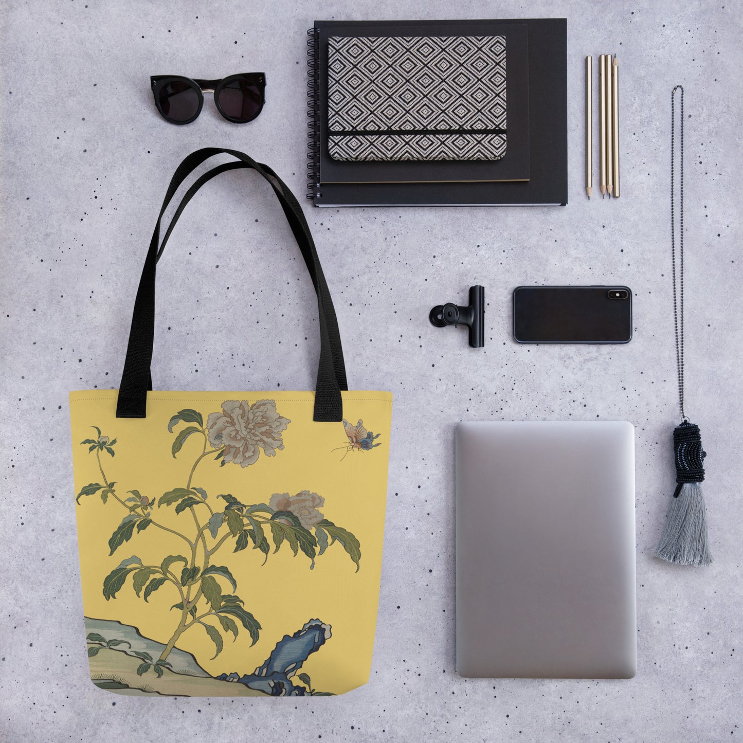 Kesi Flower Album｜Peonies and Butterfly｜Tote bag｜Gold