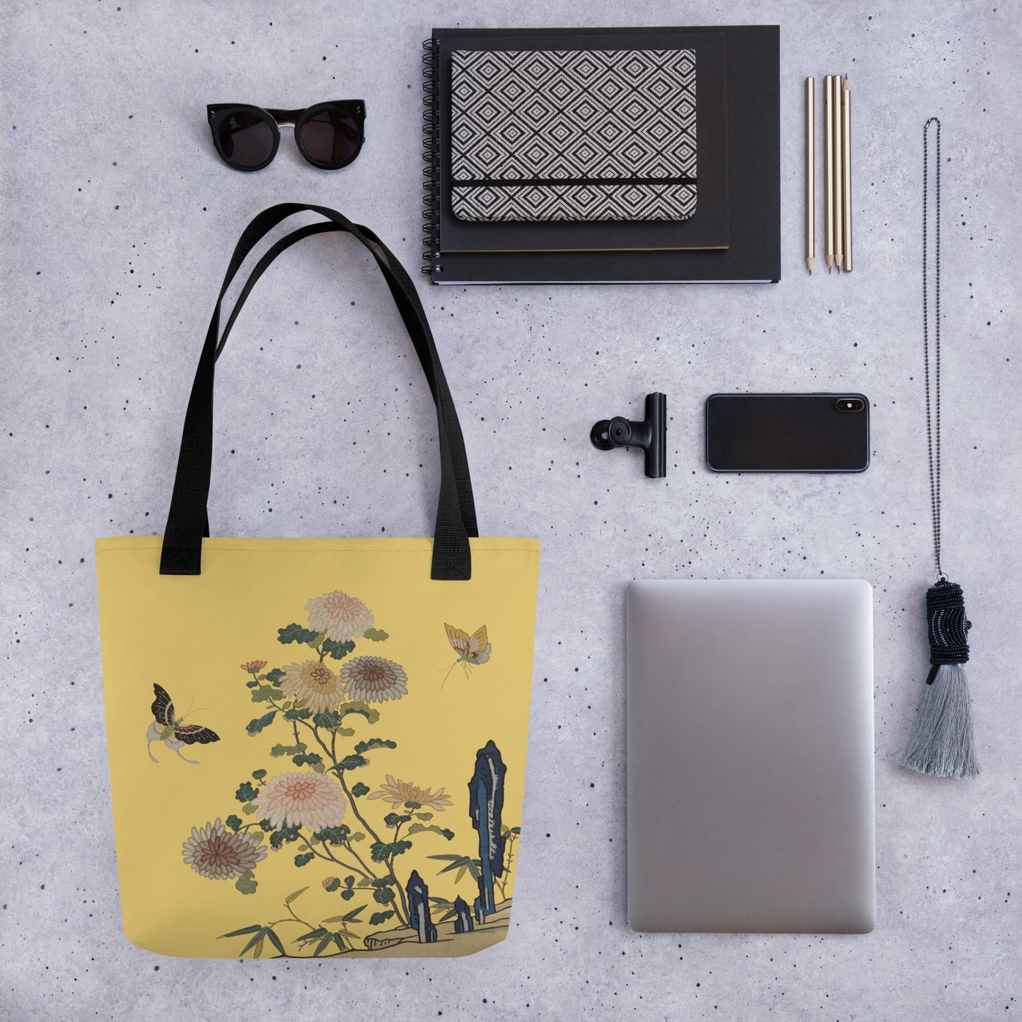 Kesi Flower Album｜Chrysanthemums and Butterflies｜Tote bag｜Gold