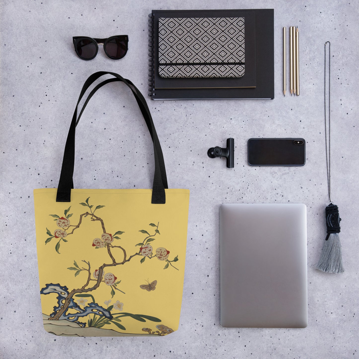 Kesi Flower Album｜Narcissus and Peaches｜Tote bag｜Gold