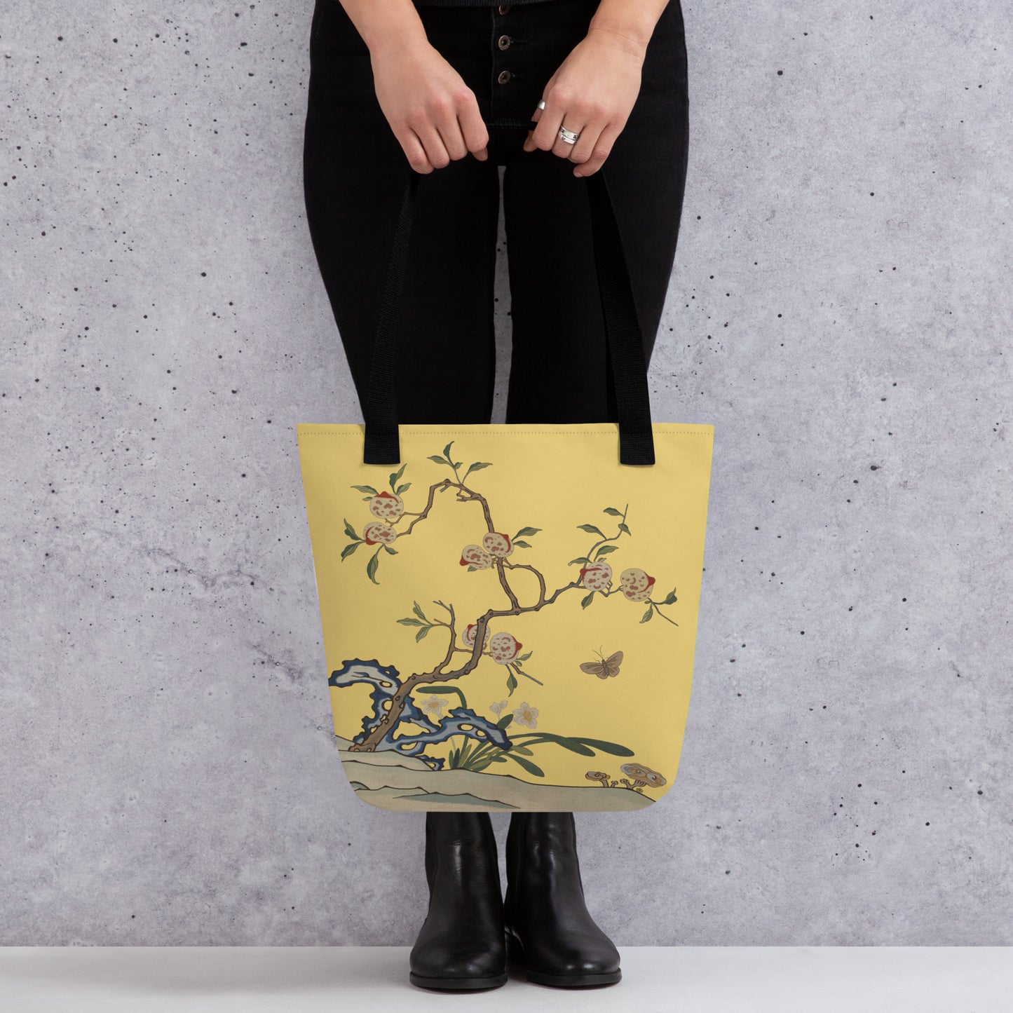 Kesi Flower Album｜Narcissus and Peaches｜Tote bag｜Gold