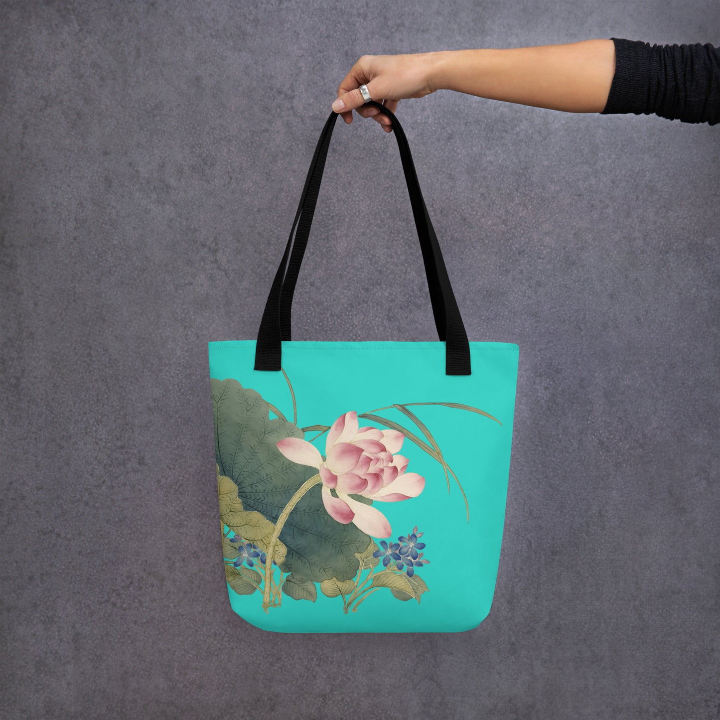 The Spirit of Flowers in Twelve Months｜Lotus in Bloom｜Tote bag｜Turquoise