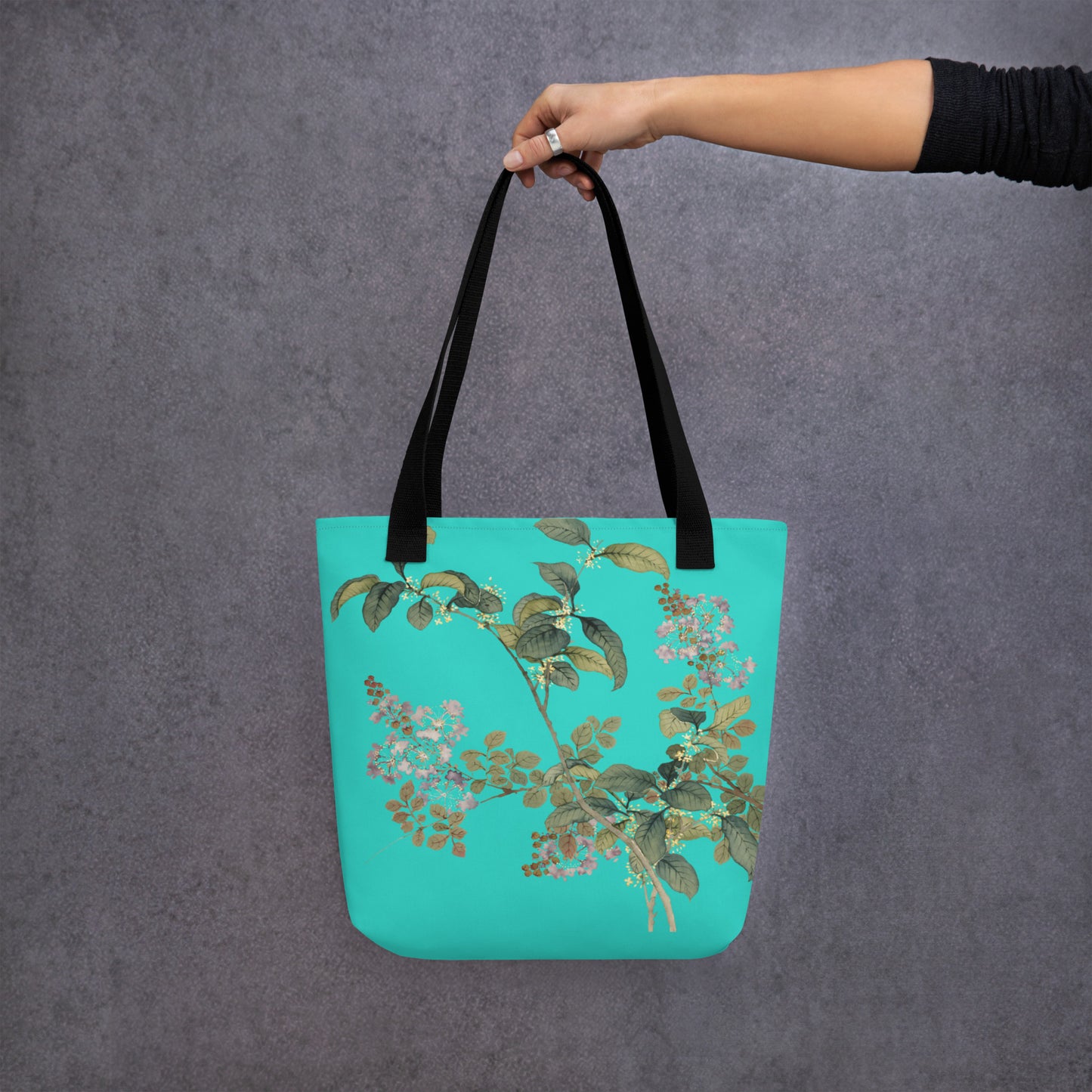 The Spirit of Flowers in Twelve Months｜Osmanthus and Crape Myrtle in Bloom｜Tote bag｜Turquoise