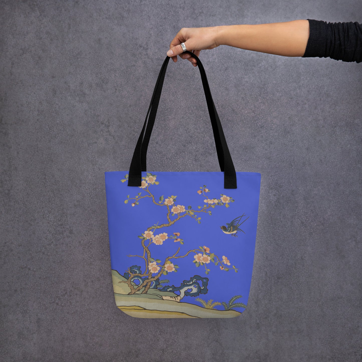 Kesi Flower Album｜Swallow in Flight, Harbinger of Spring｜Tote bag｜Royal blue