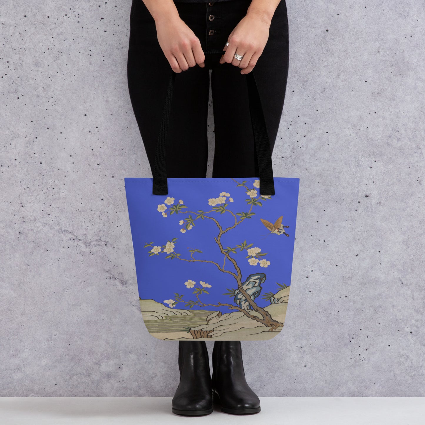 Kesi Flower Album｜Plum Blossoms and Butterfly｜Tote bag｜Royal blue