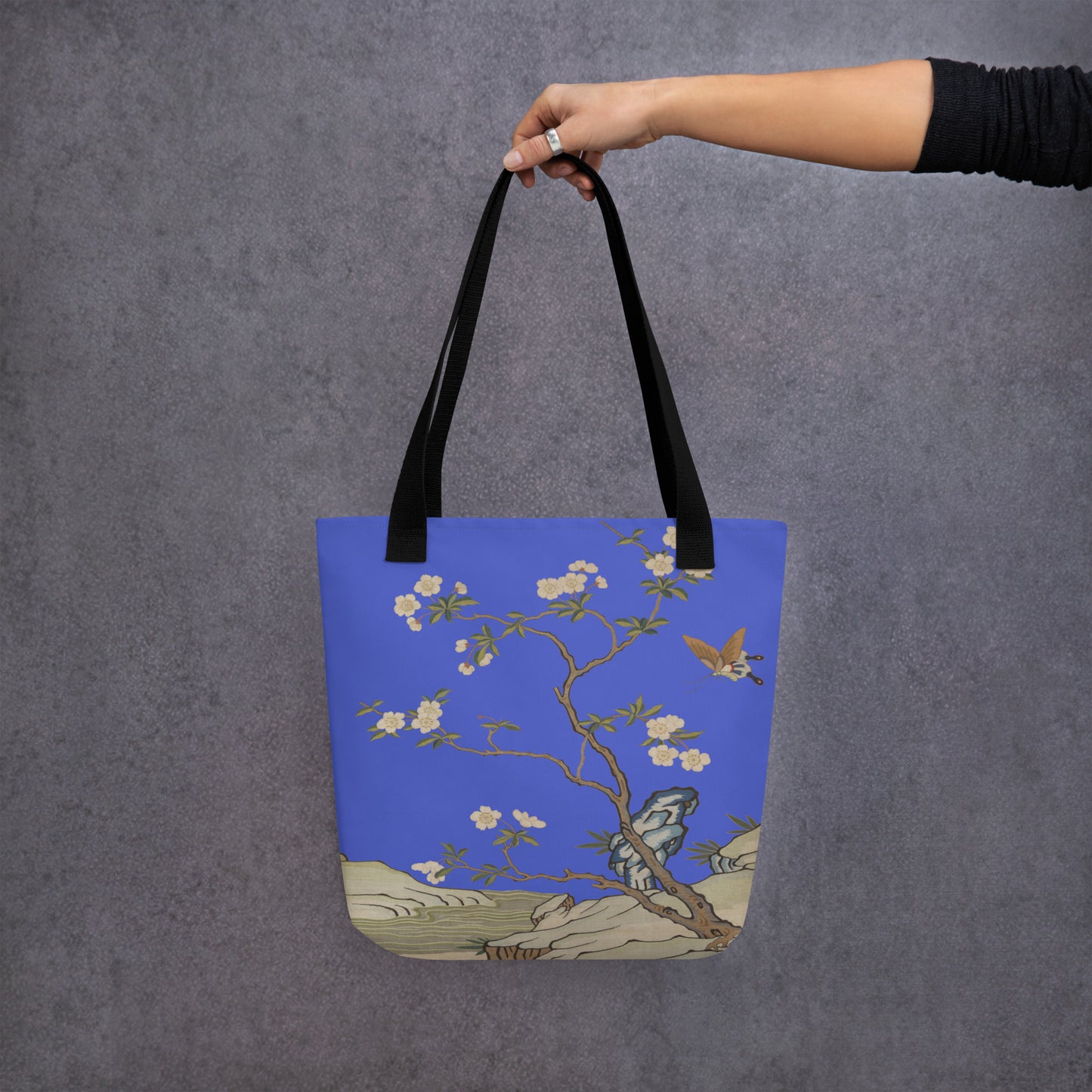 Kesi Flower Album｜Plum Blossoms and Butterfly｜Tote bag｜Royal blue