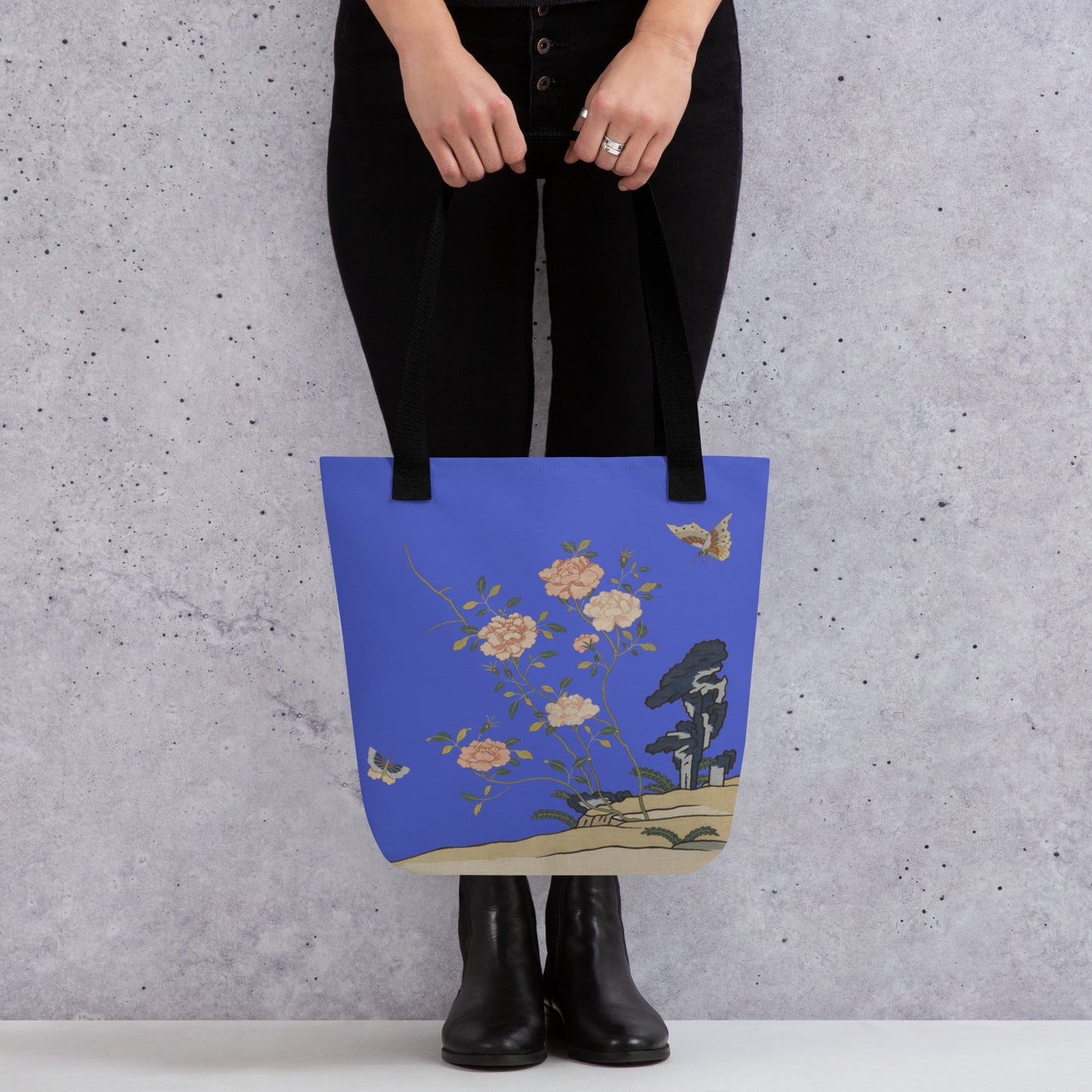 Kesi Flower Album｜Red Roses｜Tote bag｜Royal blue