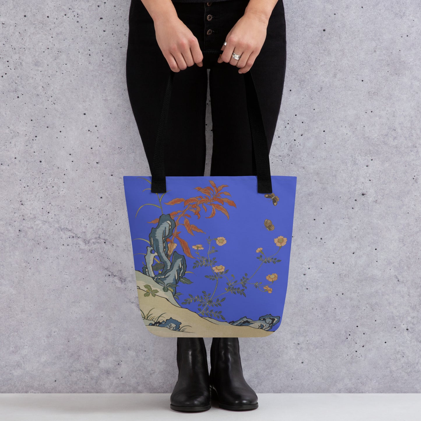 Kesi Flower Album｜Butterflies and Flowers｜Tote bag｜Royal blue