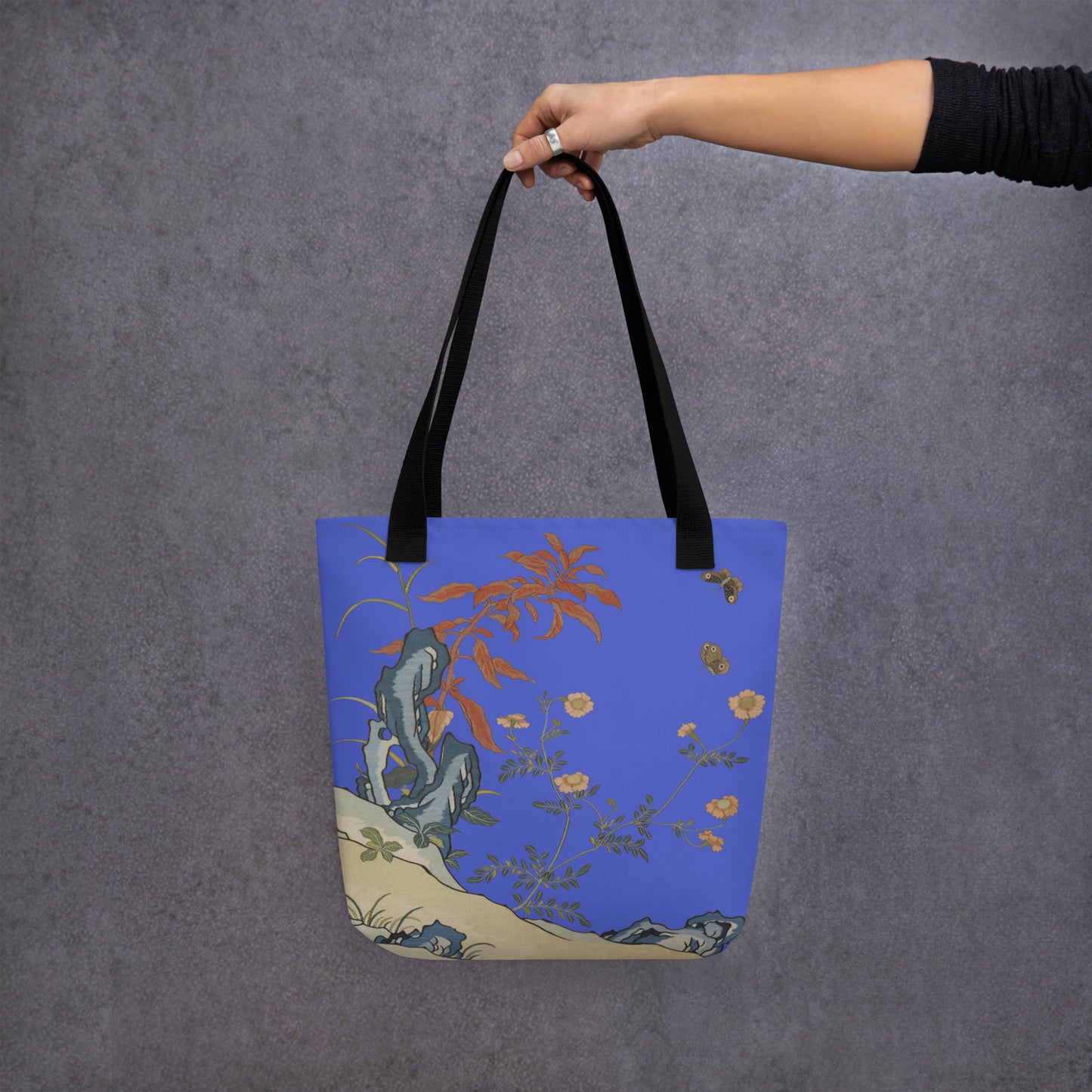 Kesi Flower Album｜Butterflies and Flowers｜Tote bag｜Royal blue