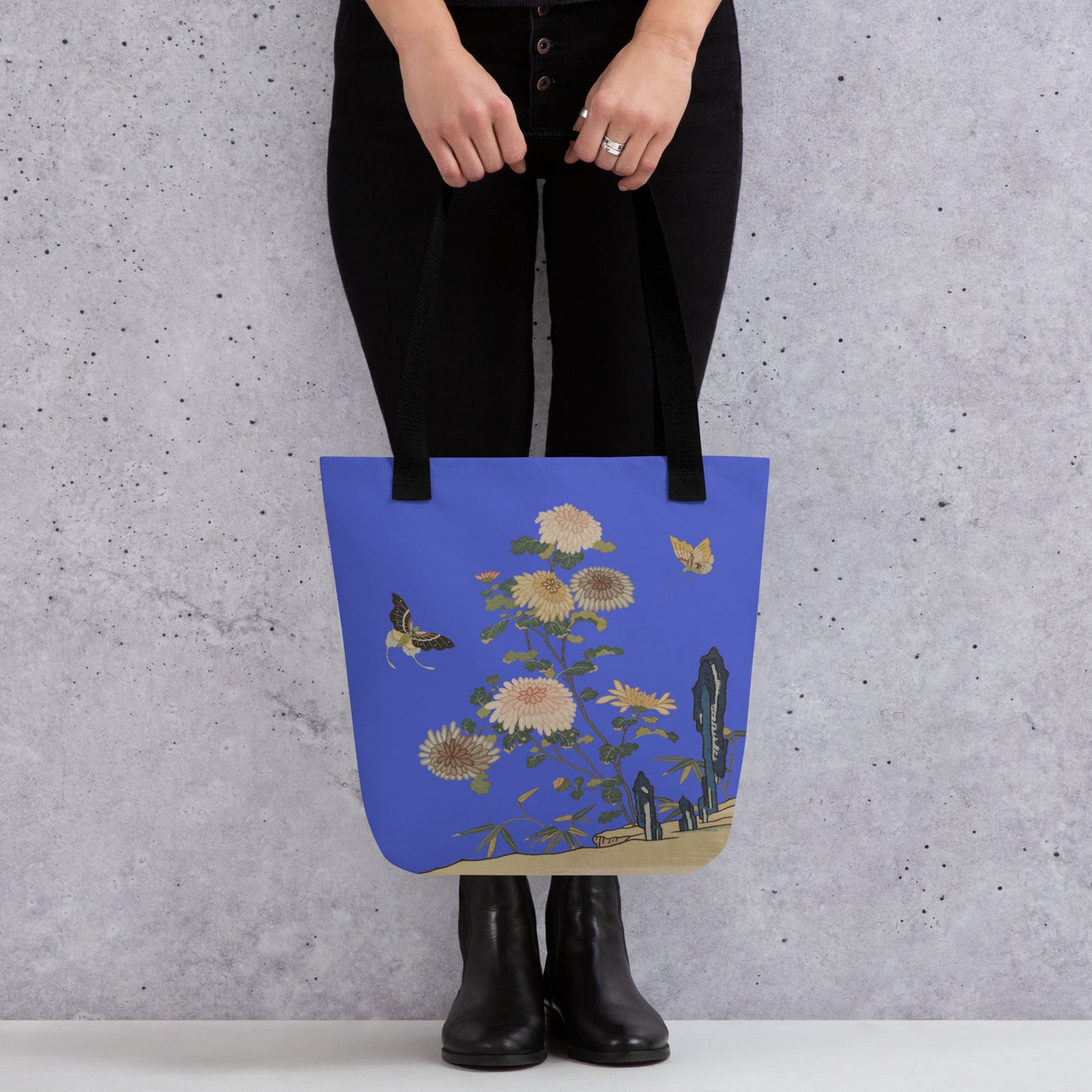 Kesi Flower Album｜Chrysanthemums and Butterflies｜Tote bag｜Royal blue