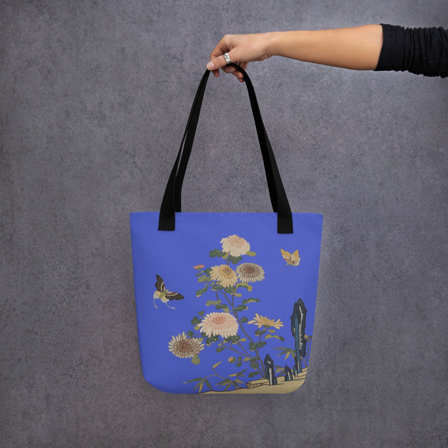 Kesi Flower Album｜Chrysanthemums and Butterflies｜Tote bag｜Royal blue