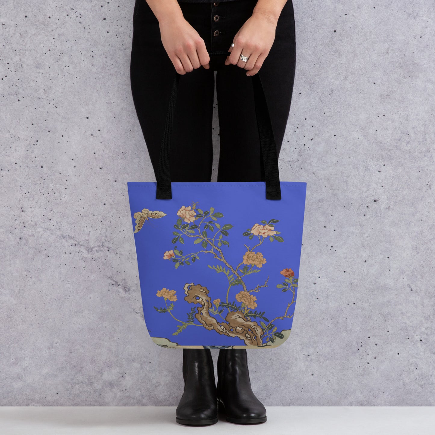 Kesi Flower Album｜Camellia and Butterfly｜Tote bag｜Royal blue