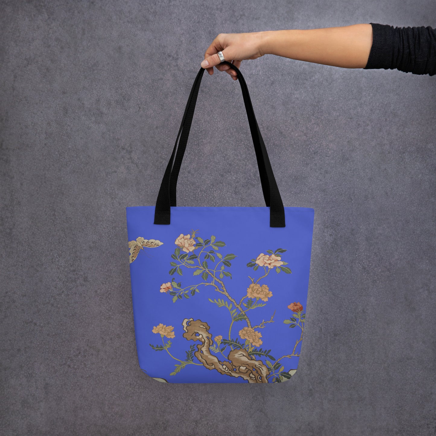 Kesi Flower Album｜Camellia and Butterfly｜Tote bag｜Royal blue