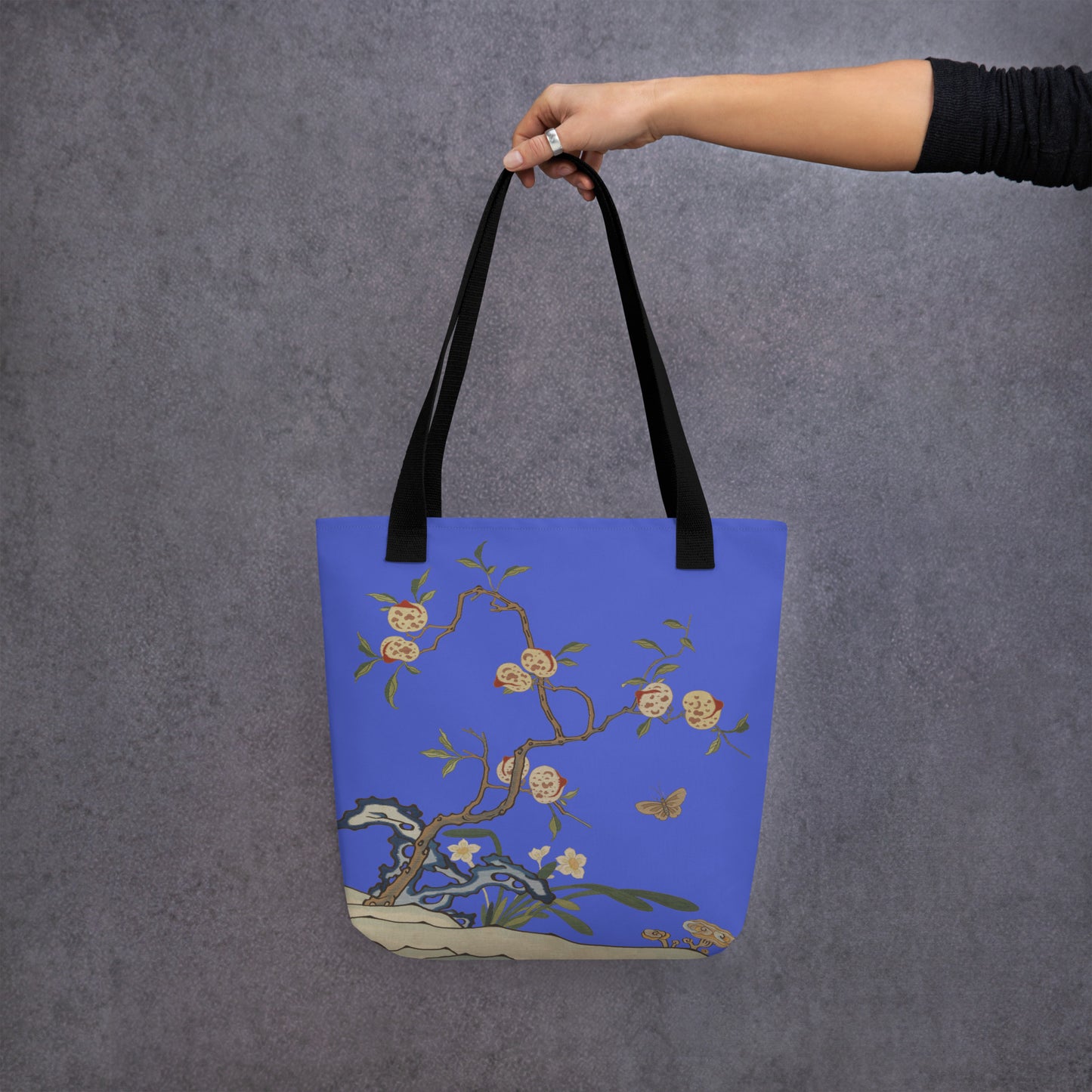 Kesi Flower Album｜Narcissus and Peaches｜Tote bag｜Royal blue