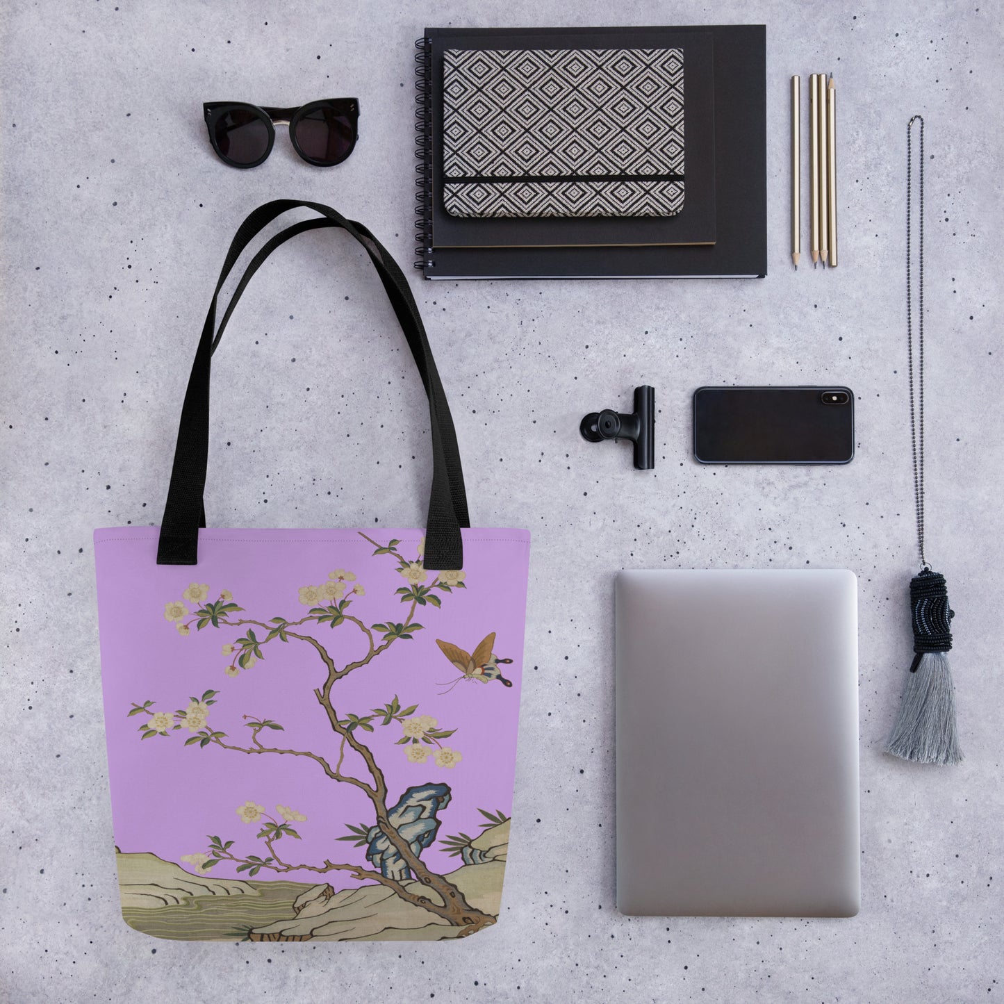 Kesi Flower Album｜Plum Blossoms and Butterfly｜Tote bag｜Lilac