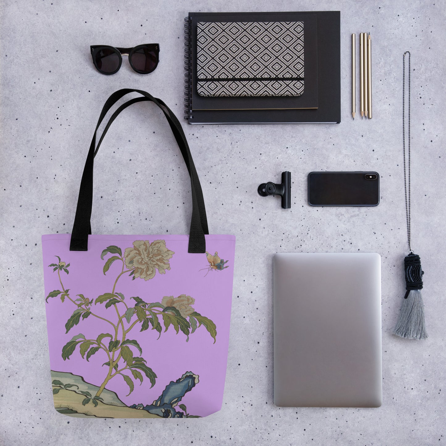 Kesi Flower Album｜Peonies and Butterfly｜Tote bag｜Lilac