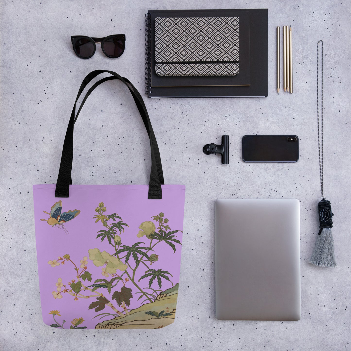 Kesi Flower Album｜Hibiscus and Begonia Blossoms｜Tote bag｜Lilac