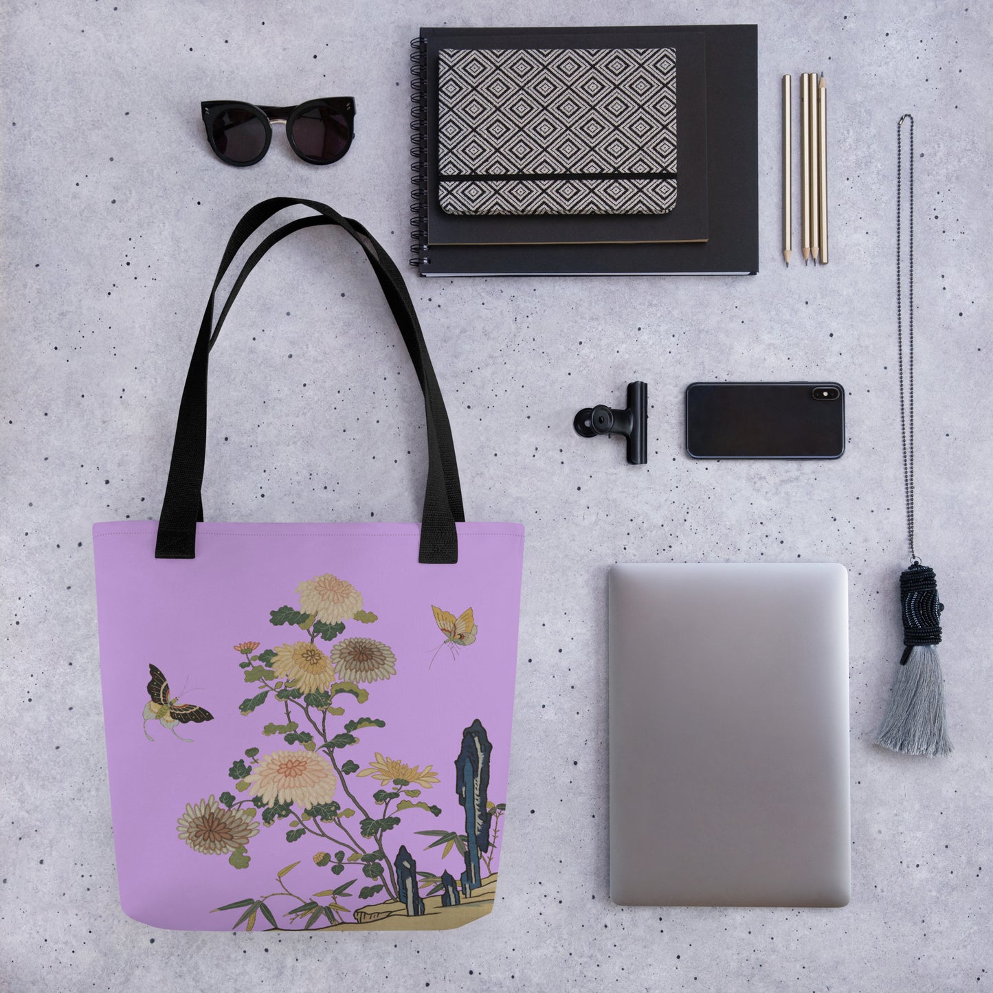 Kesi Flower Album｜Chrysanthemums and Butterflies｜Tote bag｜Lilac