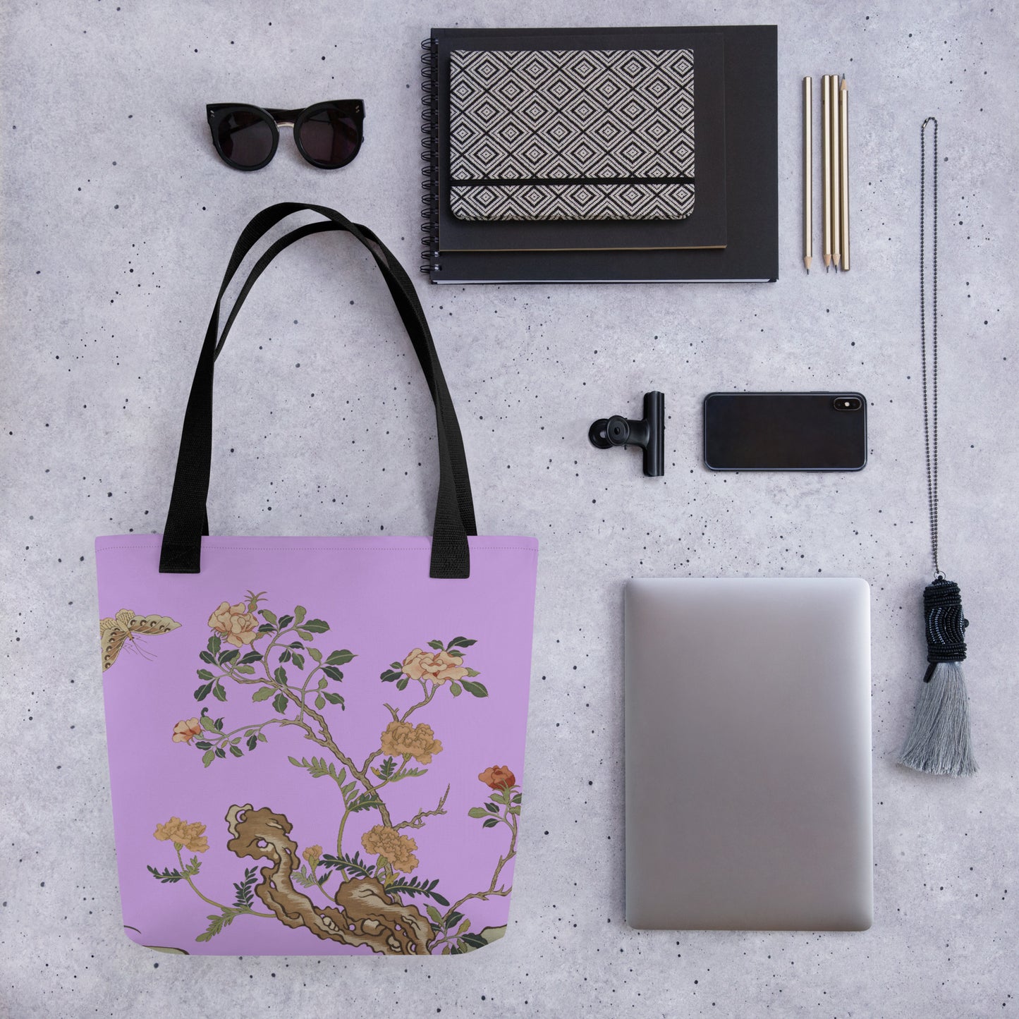 Kesi Flower Album｜Camellia and Butterfly｜Tote bag｜Lilac