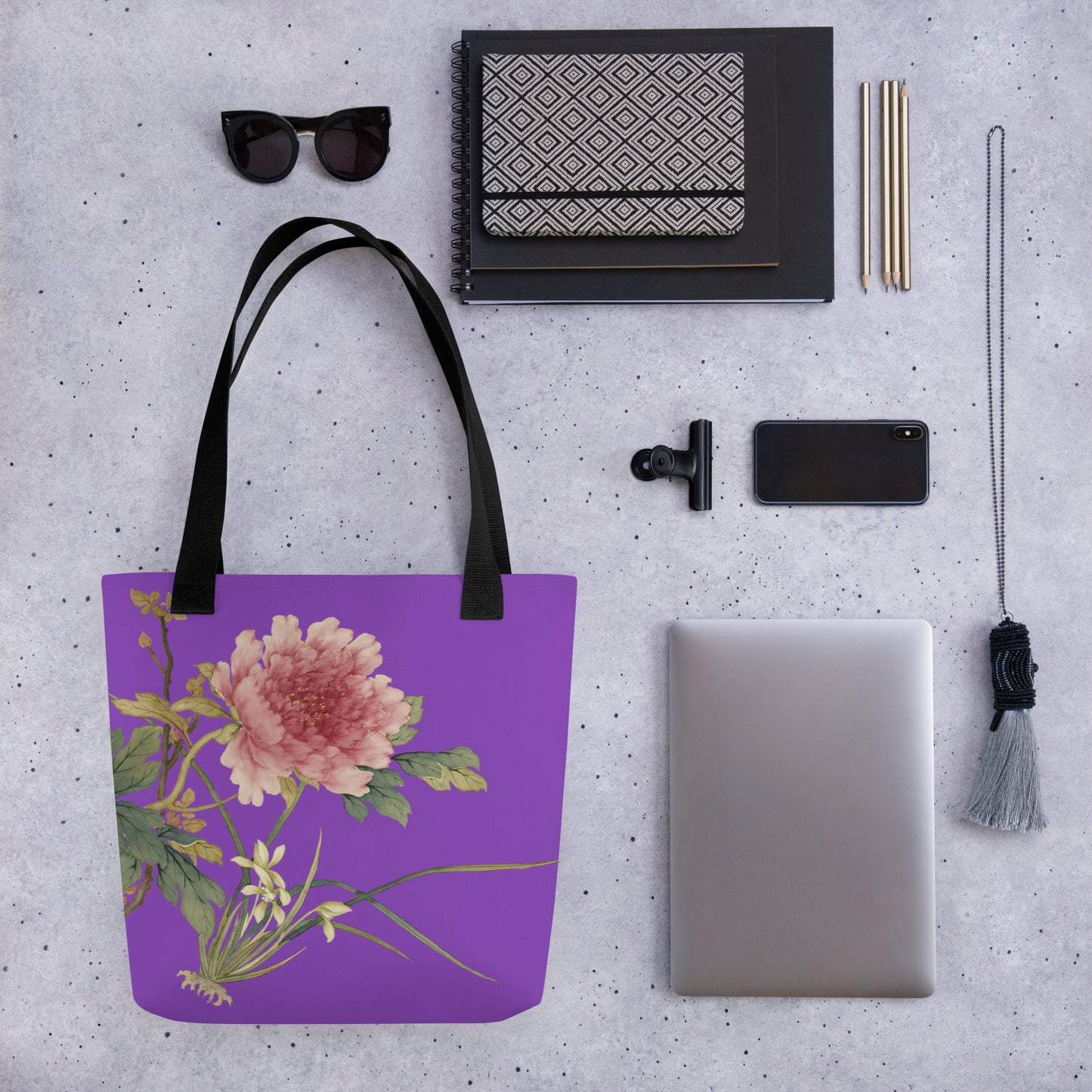 The Spirit of Flowers in Twelve Months｜Orchid and Tree Peony in Bloom｜Tote bag｜Purple