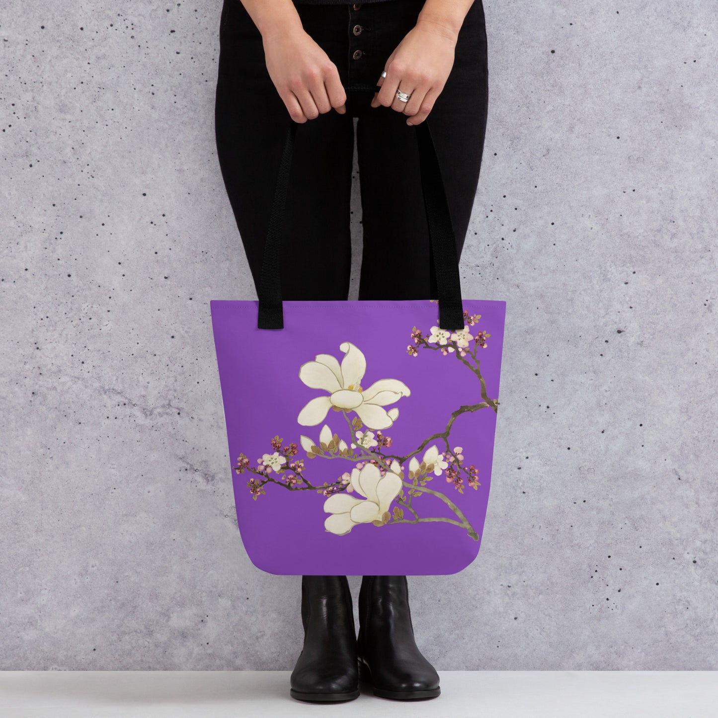 The Spirit of Flowers in Twelve Months｜Apricot and Lily Magnolia in Blossom｜Tote bag｜Purple