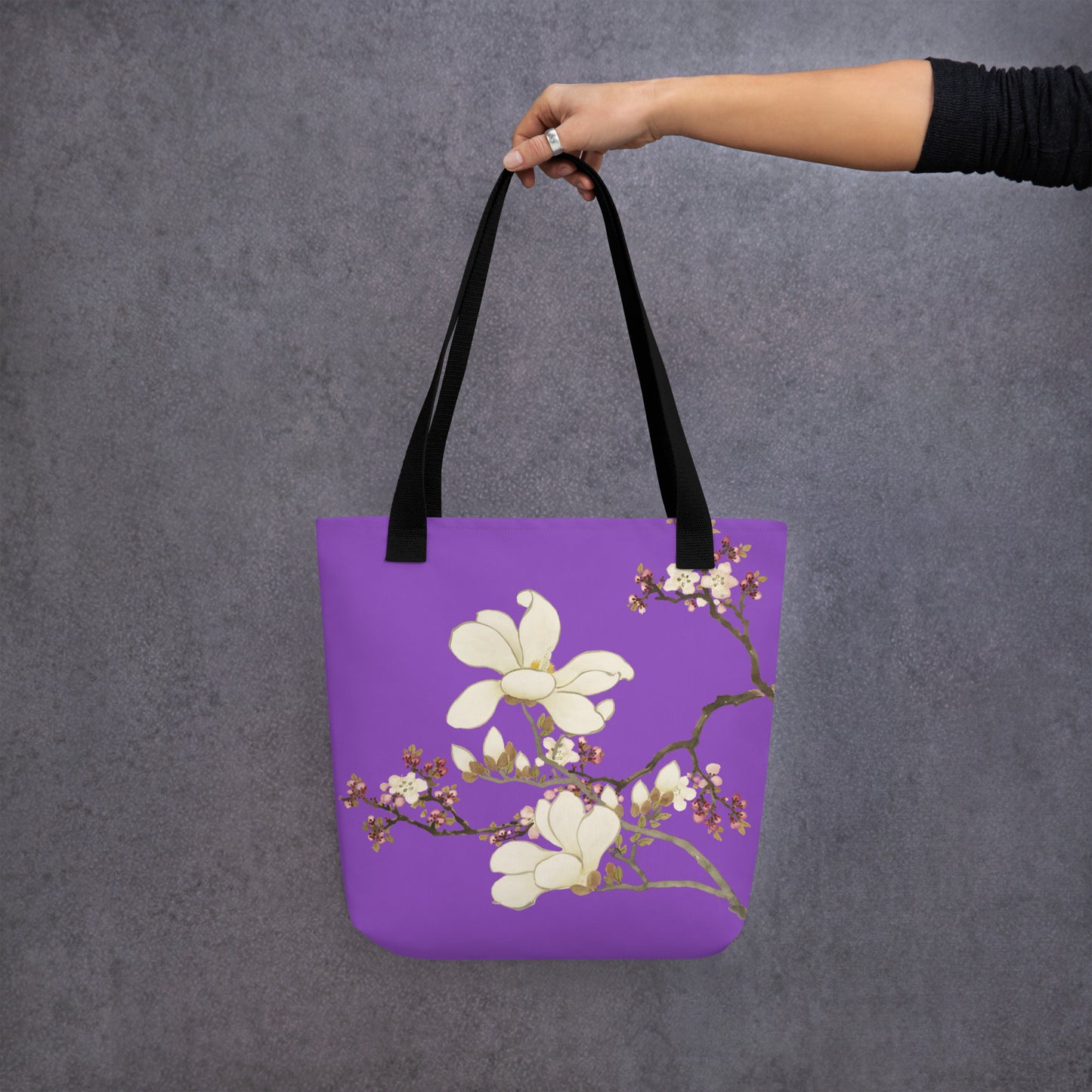 The Spirit of Flowers in Twelve Months｜Apricot and Lily Magnolia in Blossom｜Tote bag｜Purple