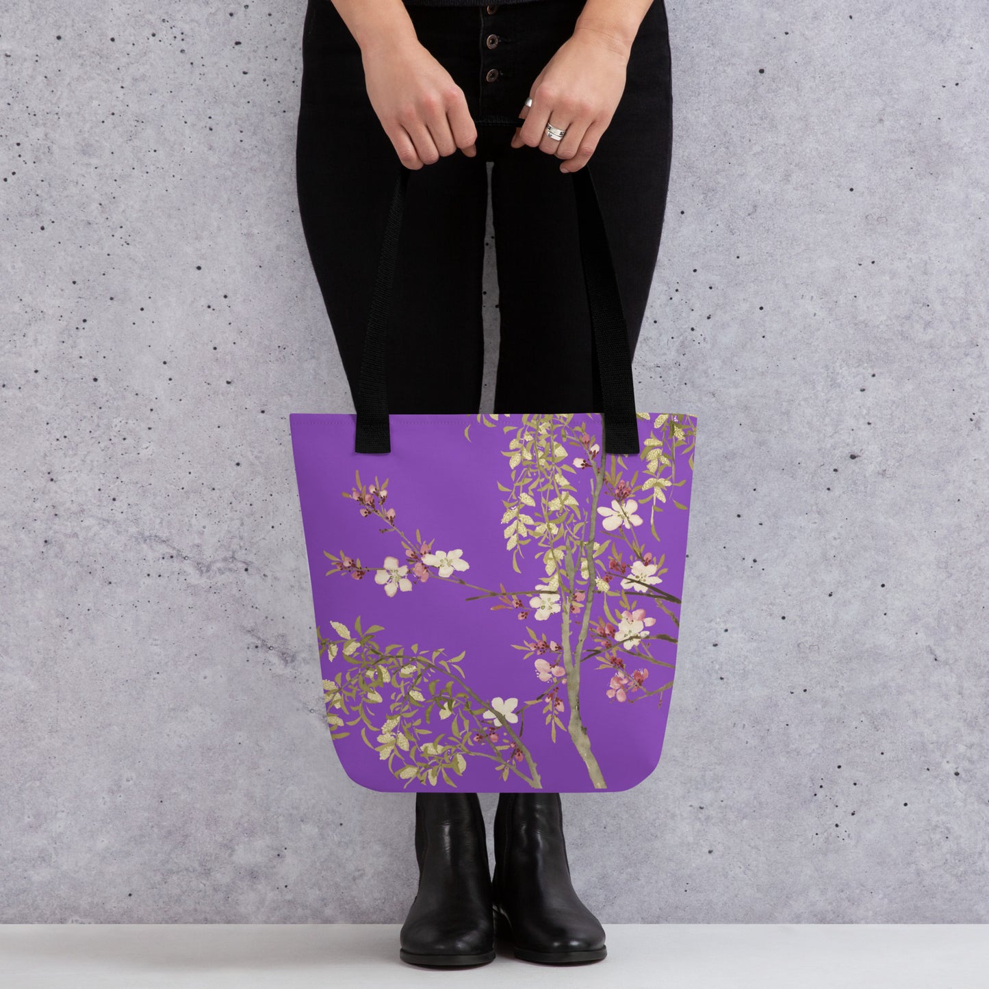 The Spirit of Flowers in Twelve Months｜Willow and Peach Blossom｜Tote bag｜Purple