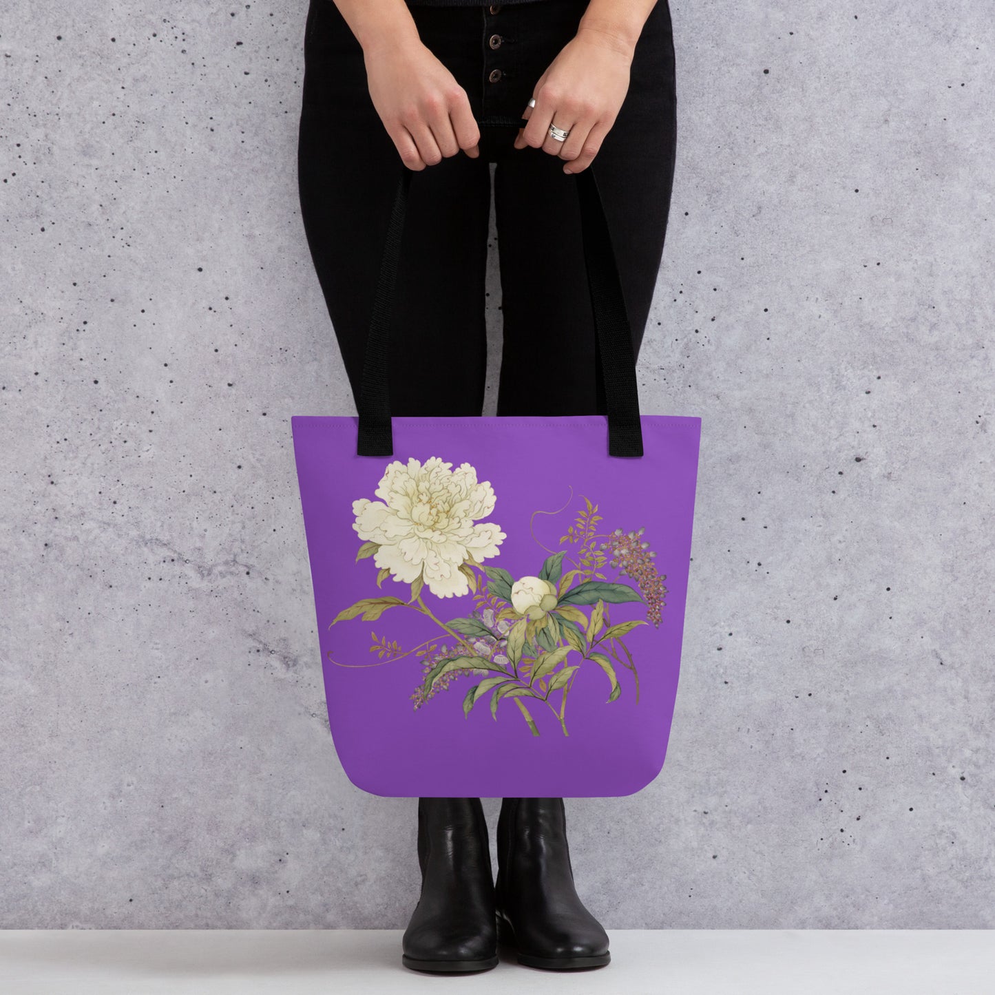 The Spirit of Flowers in Twelve Months｜Chinese Peony and Wisteria in Bloom｜Tote bag｜Purple