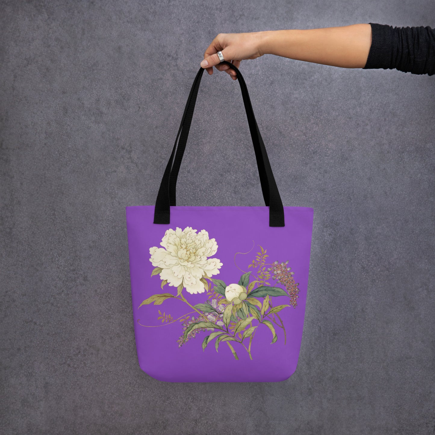 The Spirit of Flowers in Twelve Months｜Chinese Peony and Wisteria in Bloom｜Tote bag｜Purple