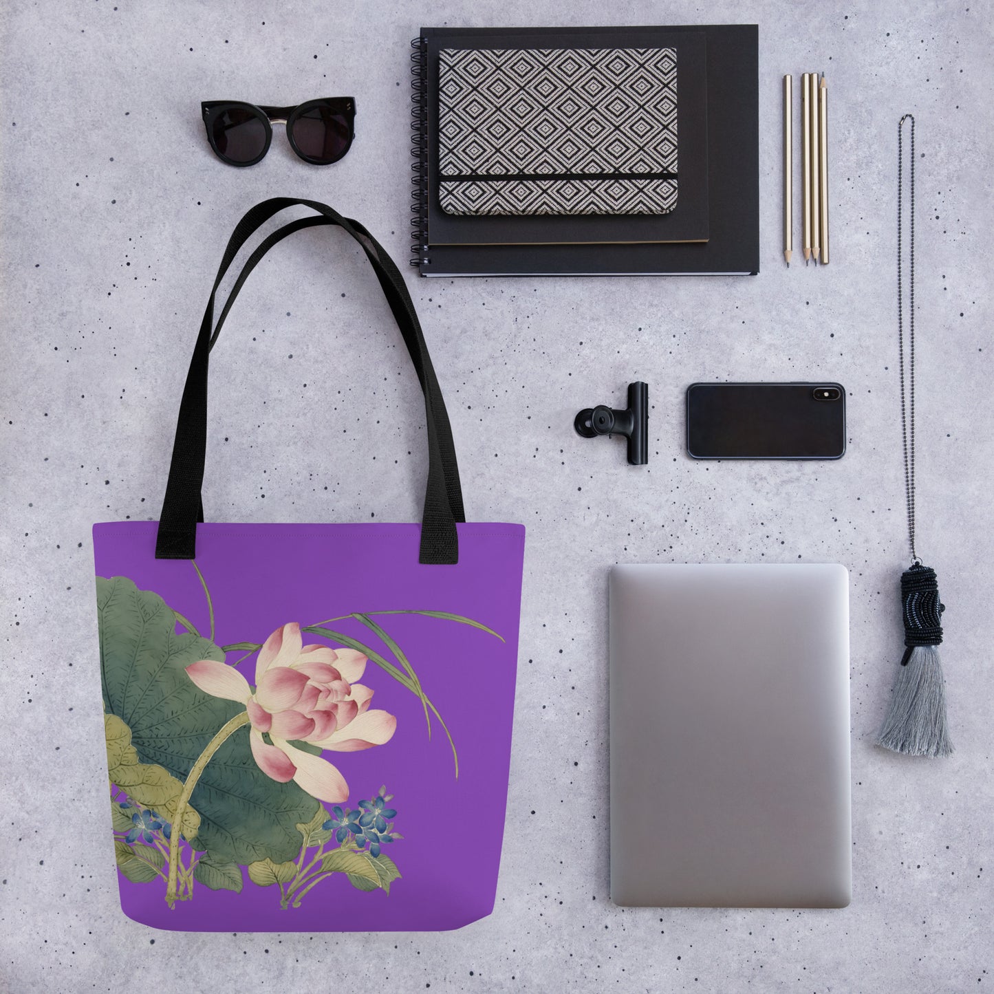 The Spirit of Flowers in Twelve Months｜Lotus in Bloom｜Tote bag｜Purple