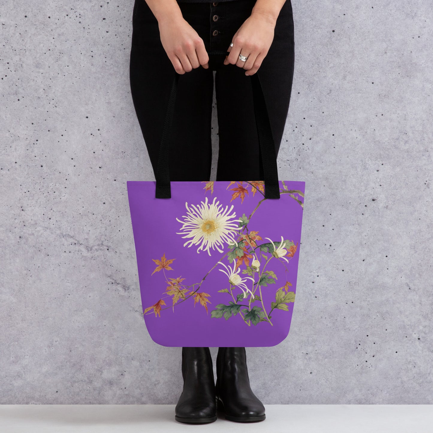 The Spirit of Flowers in Twelve Months｜Blooming Chrysanthemum and Maple Leaves｜Tote bag｜Purple