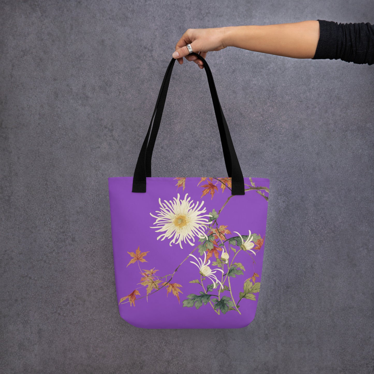 The Spirit of Flowers in Twelve Months｜Blooming Chrysanthemum and Maple Leaves｜Tote bag｜Purple